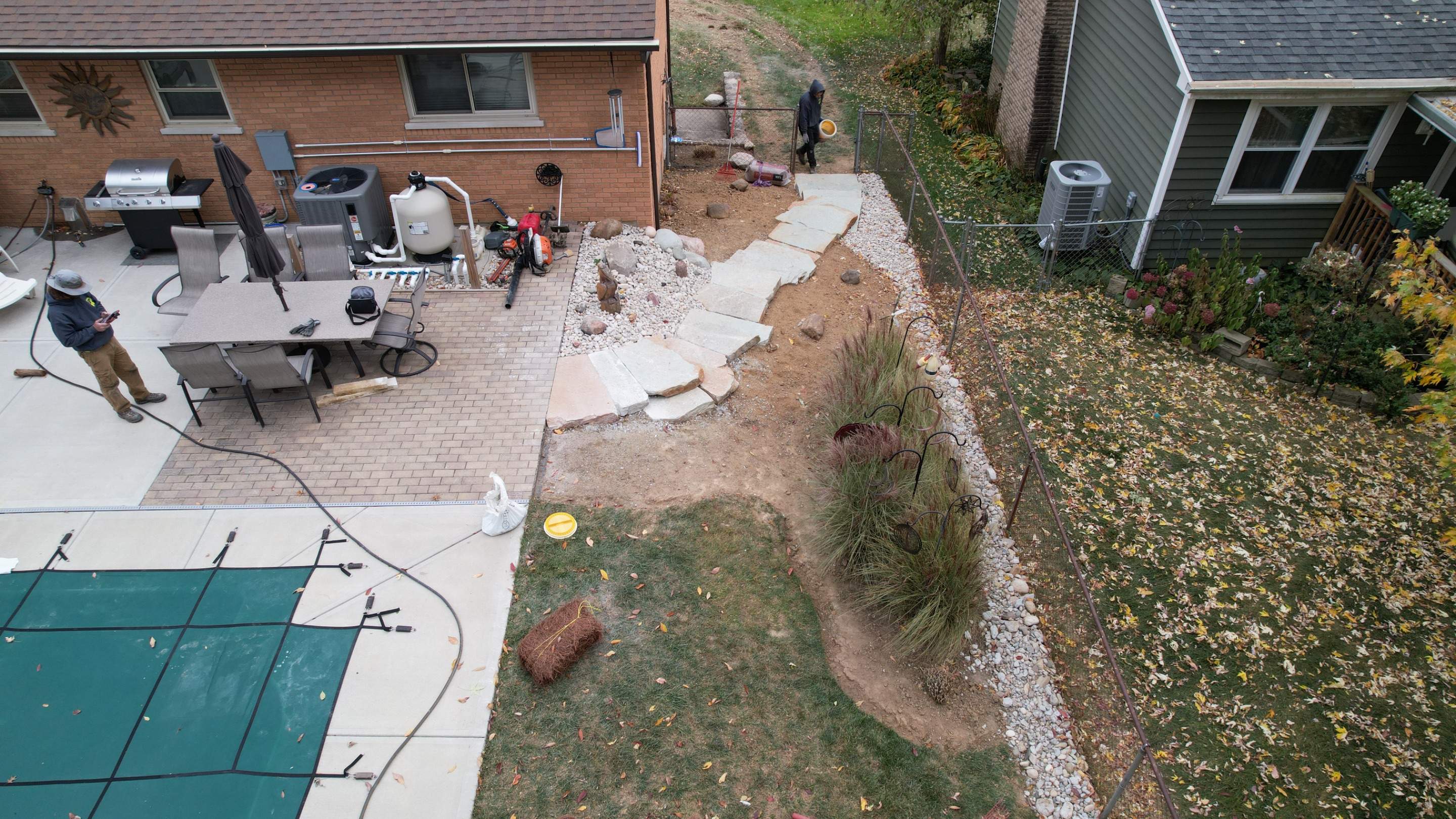 Rustic Buff Tread Stairway Installation by Reisenberg’s Lawn & Landscape, LLC