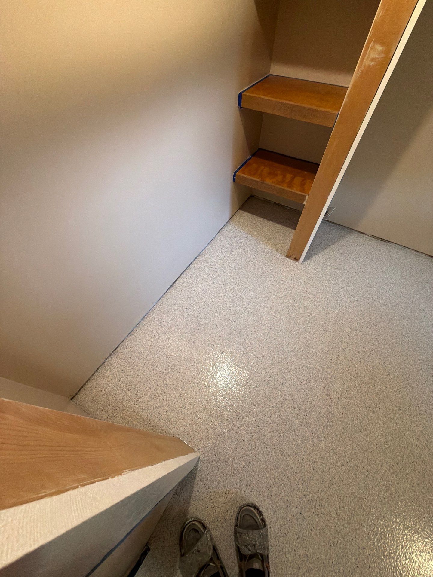 Basement Epoxy Flake Floor Installation and Surface Repair in Montague by Gordon Painting