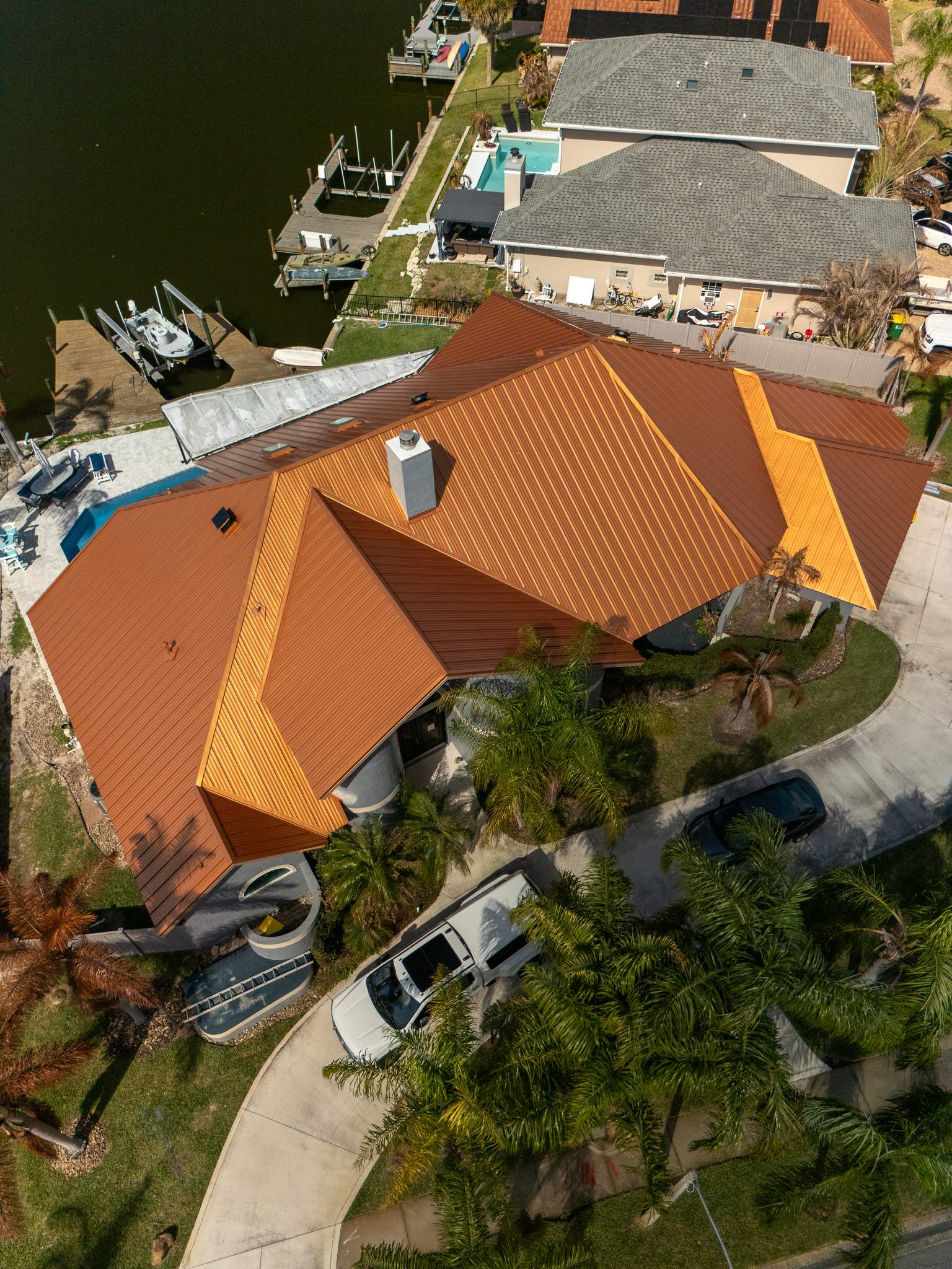 Copper Standing Seam Metal Roof Installation in Merritt Island, Florida by Wiedmann Construction & Roofing