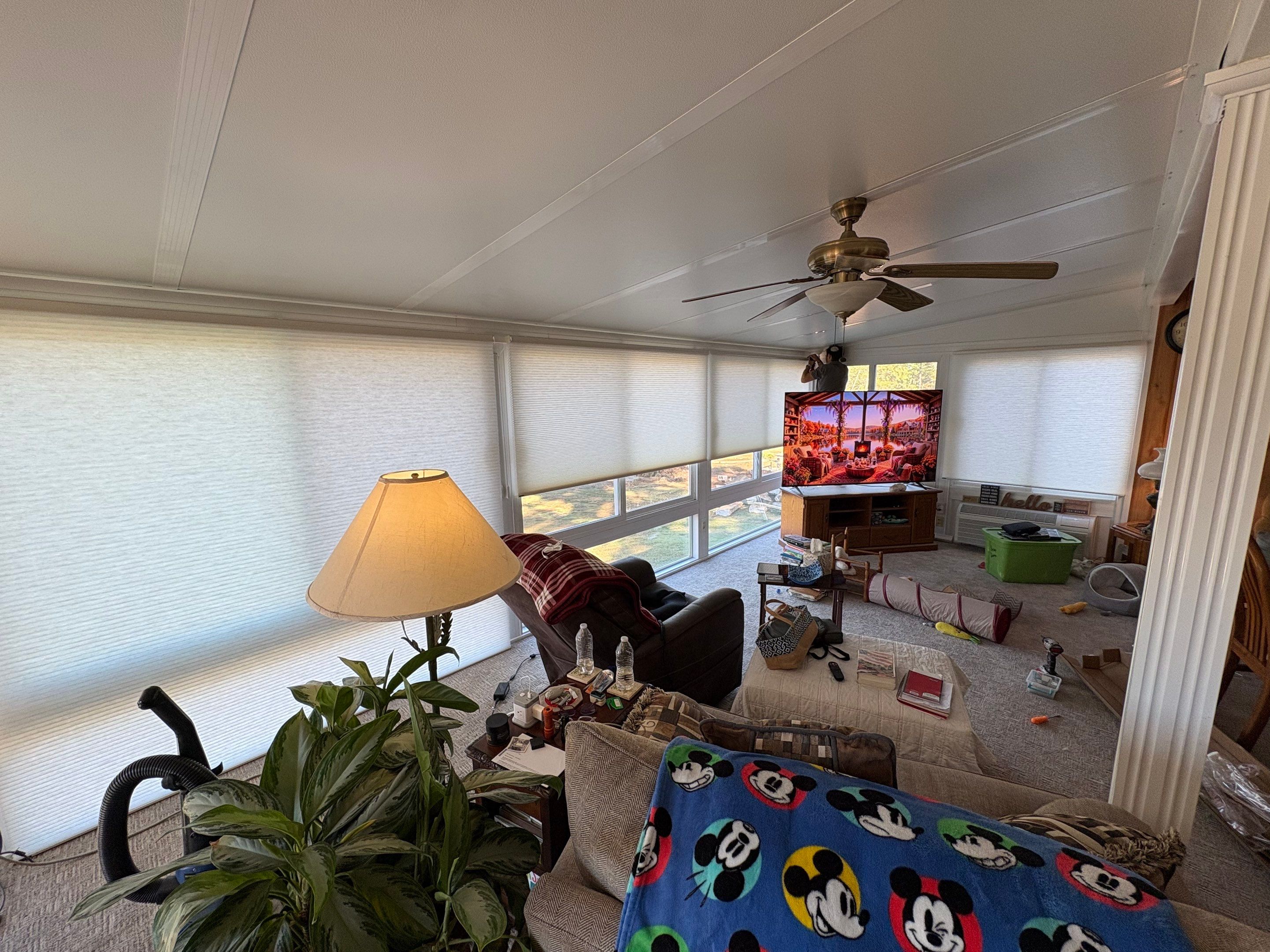 Honeycombs and Vertical Blind Sunroom Project in Athens by Blinds and Borders