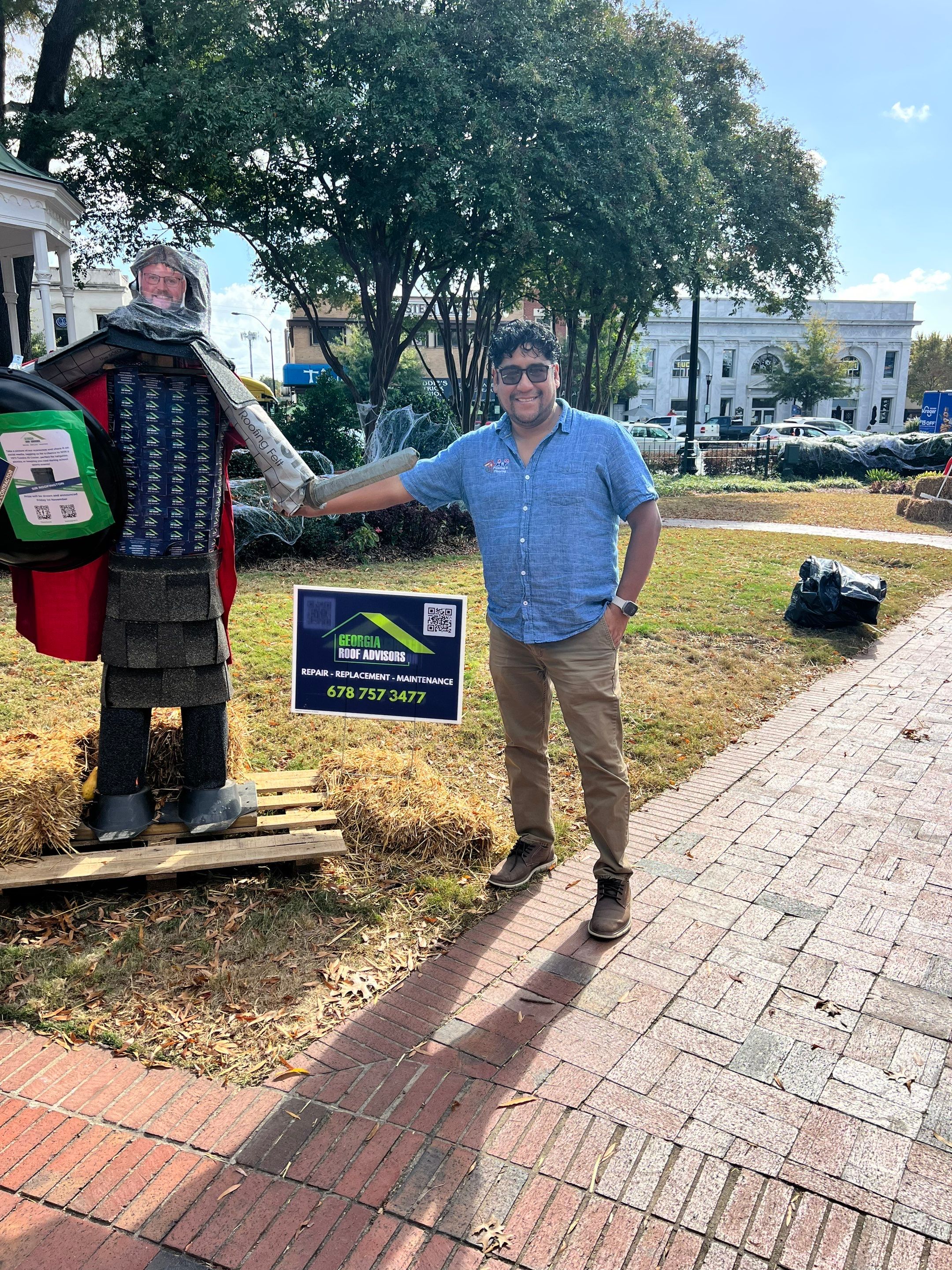 Annual Roofing Material Squarecrow Builds in Marietta Square by Georgia Roof Advisors