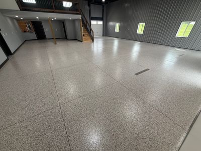 Polyaspartic Garage Floor Coating with Decorative Flake in Wentworth