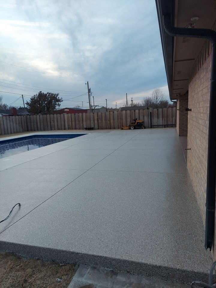 Patio & Pool Deck Install with Pebble Beach by Copperhead Coatings