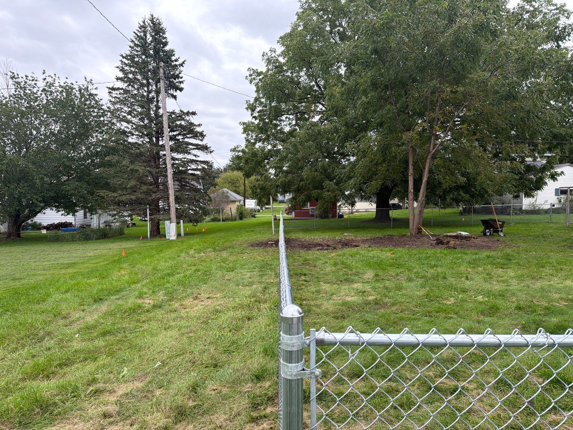 Tripoli Residential Galvanized Chain Link Fence with Double Gates by Perfect Picket Fence and Stain