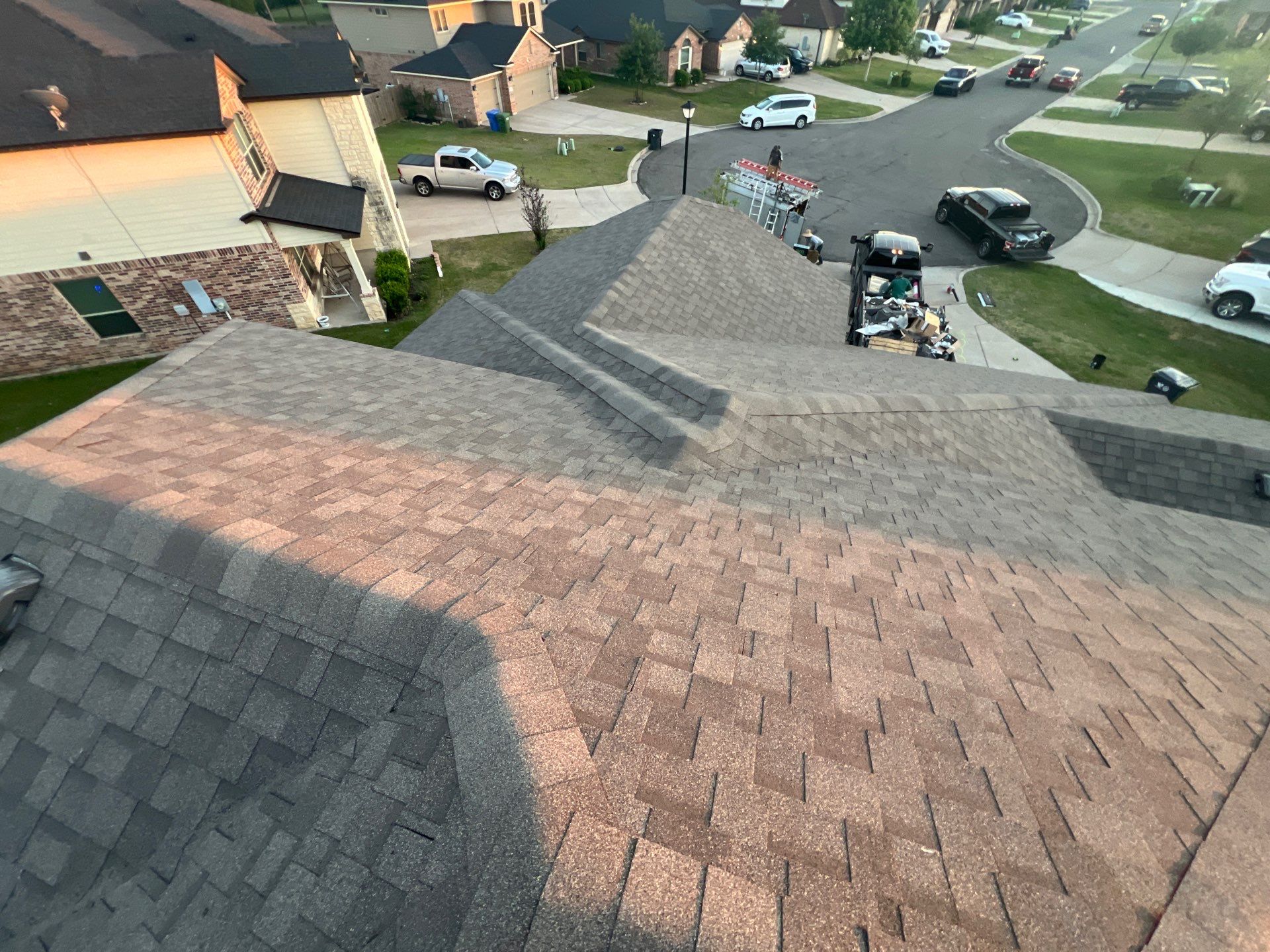 Residential Roofing Installation using IKO Cambridge 30yr Architectural Shingles. Color: Weatherwood by WR Roofing Solutions