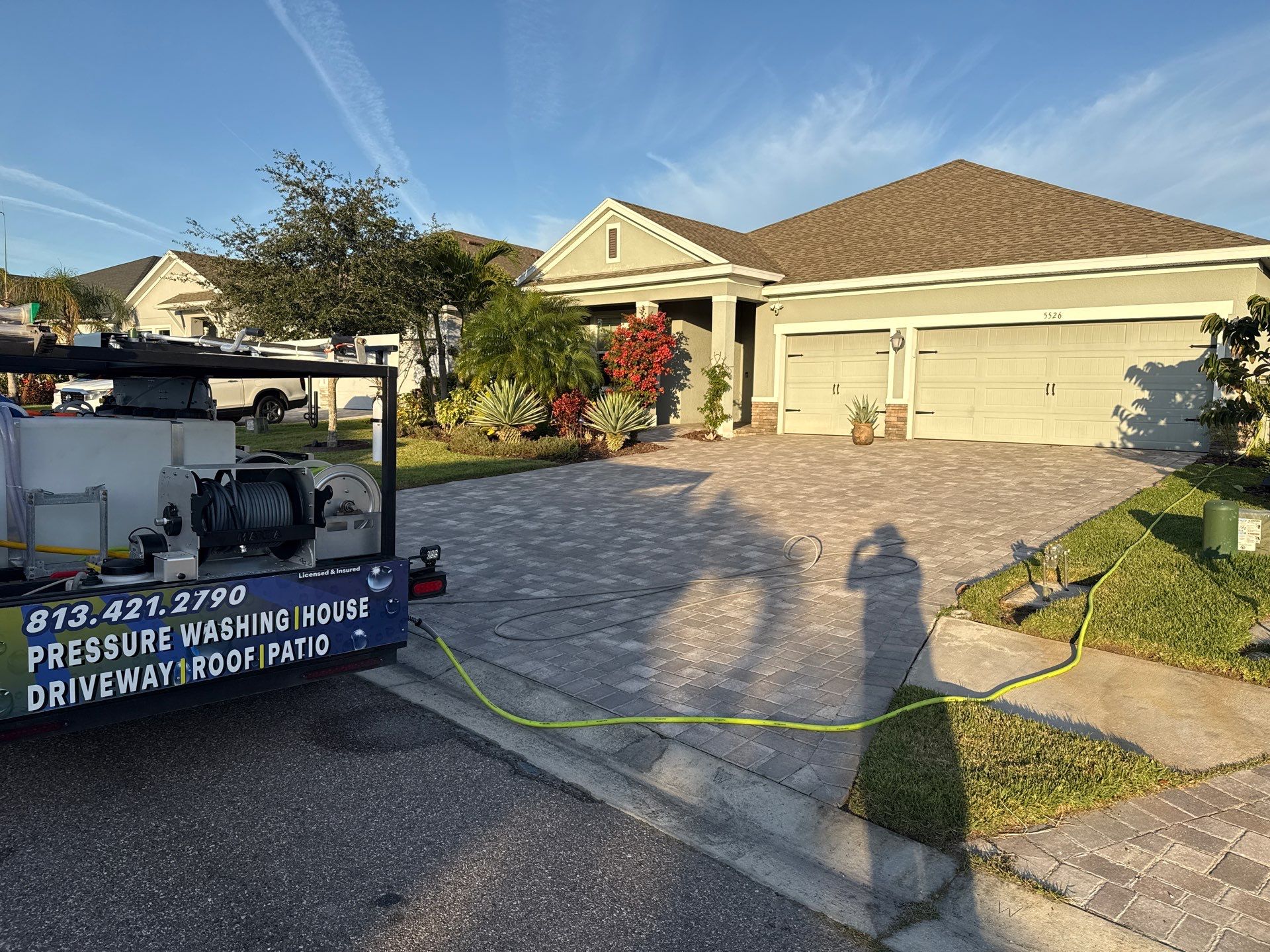 One-Story House Wash & Driveway Cleaning in Trevesta – Palmetto, FL by Sunshine AquaWash