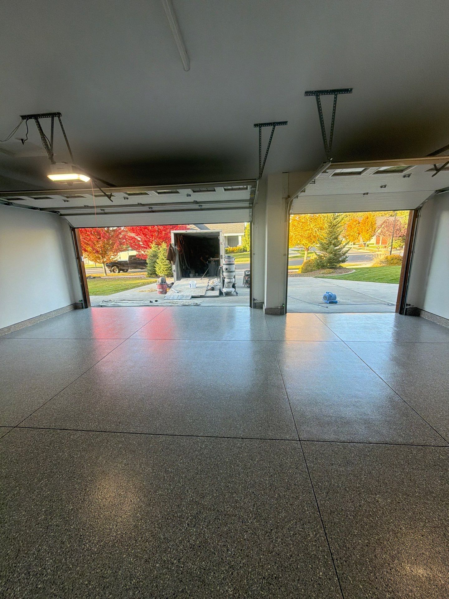Polyaspartic Garage Floor Coating with Vinyl Flakes in Hayden by Croc Coatings, LLC