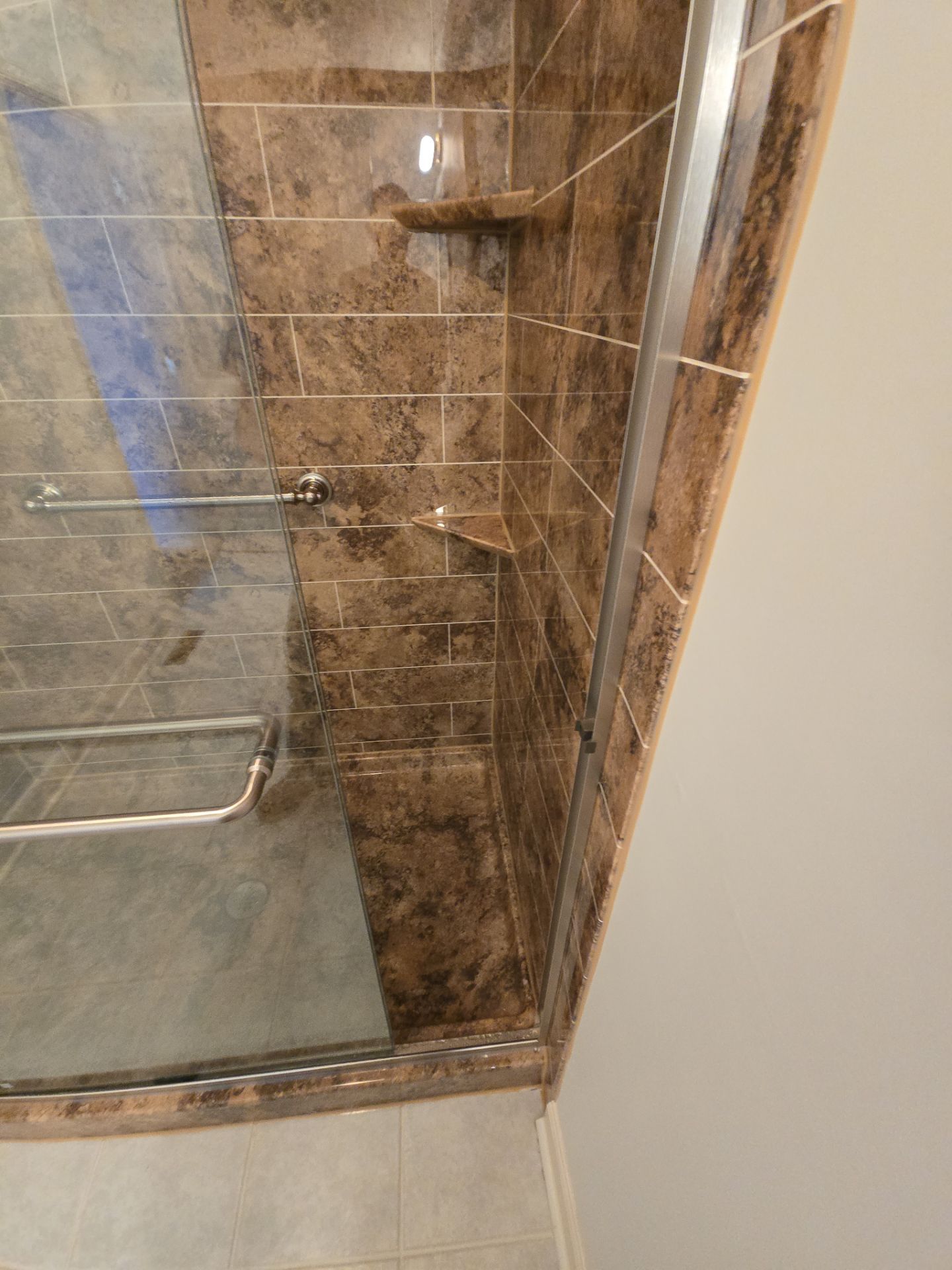 Tub to Shower in Madiera Granite by BathPlanet SW Virginia
