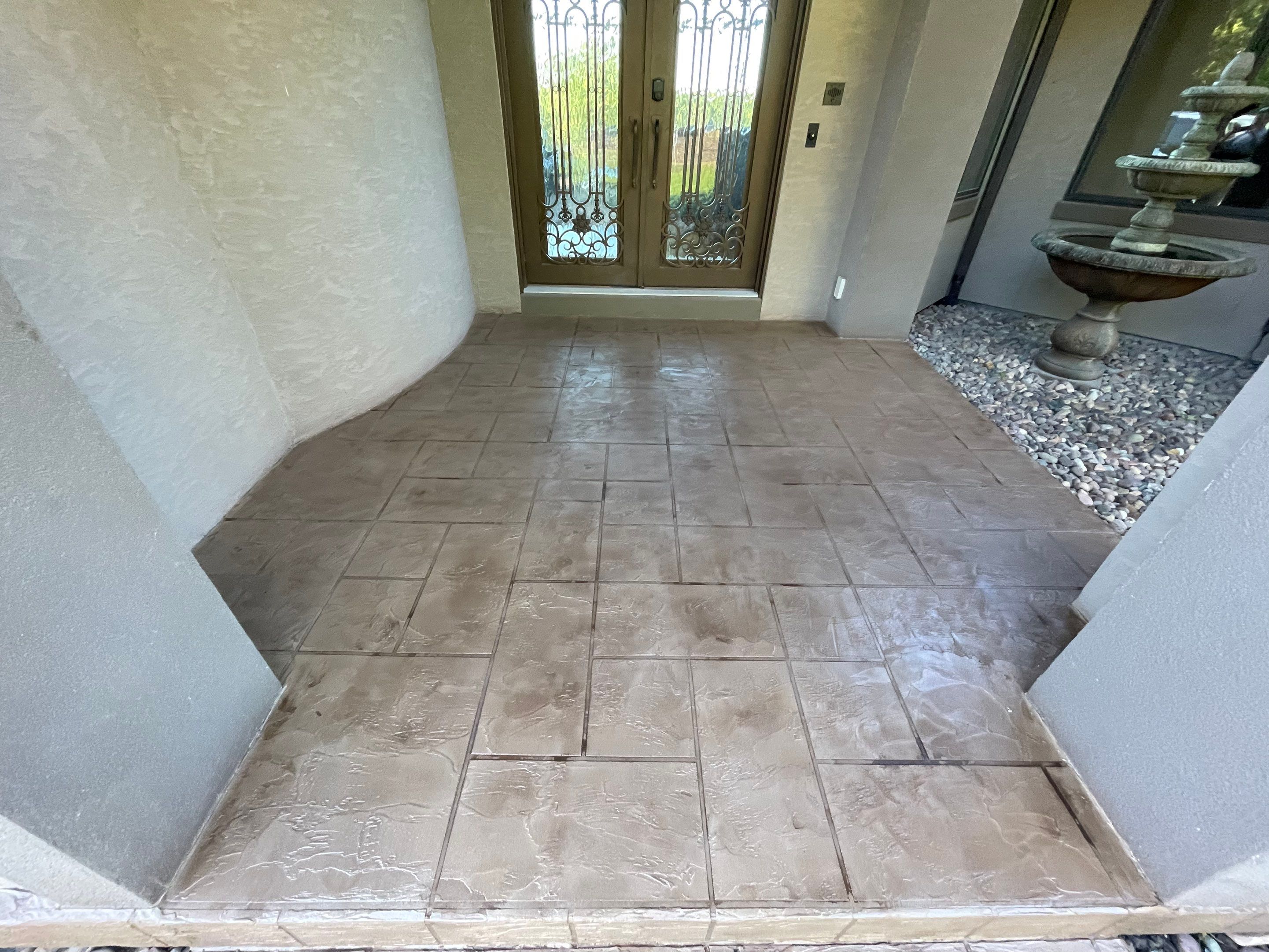 Lake Lotawana -- Front Walkway and Back Patio Tuscan Overlay by Big Red Decorative Concrete, LLC
