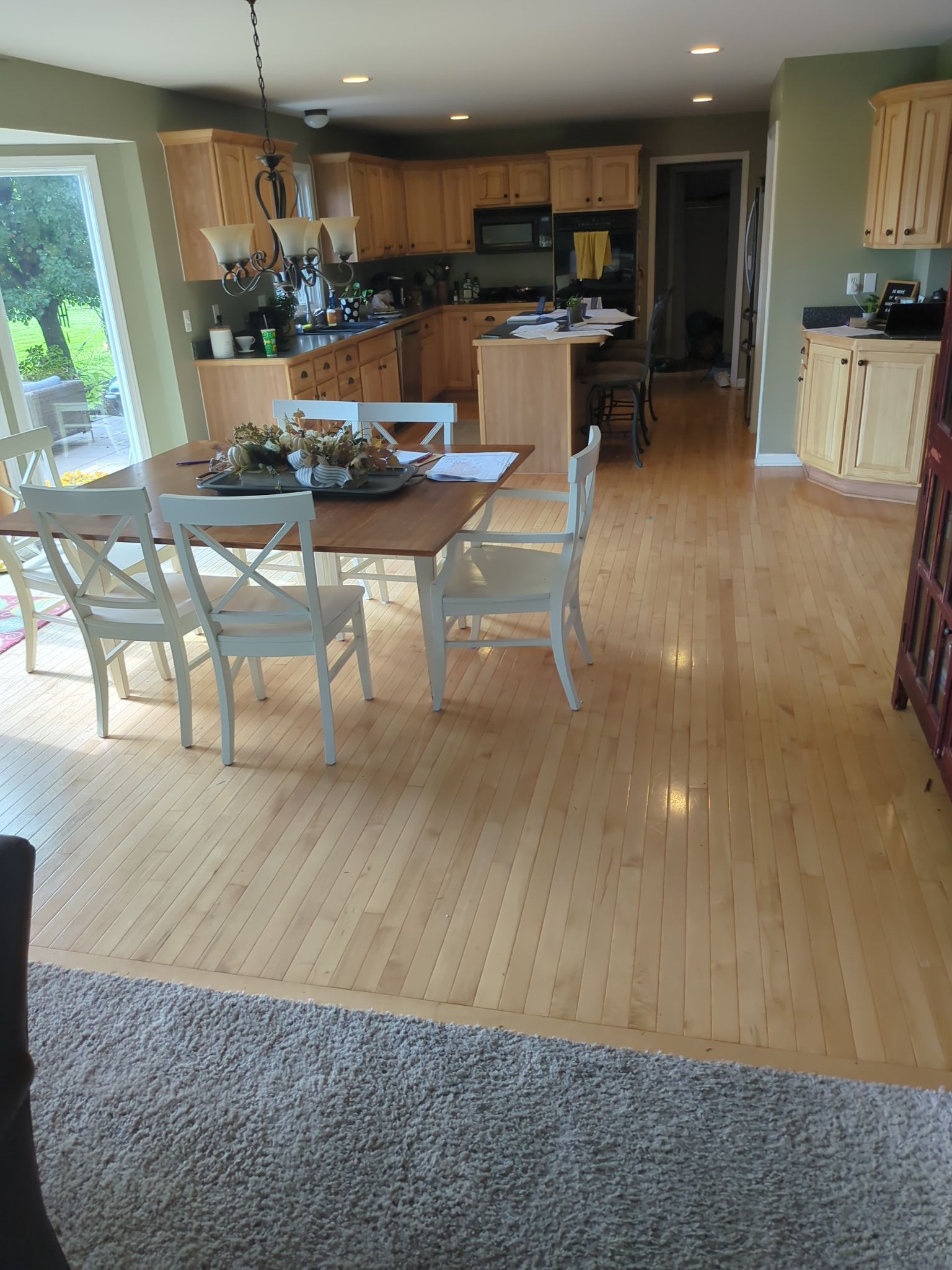  7 inch wide engineered  White Oak site sand and finish by Ann Arbor Hardwoods 