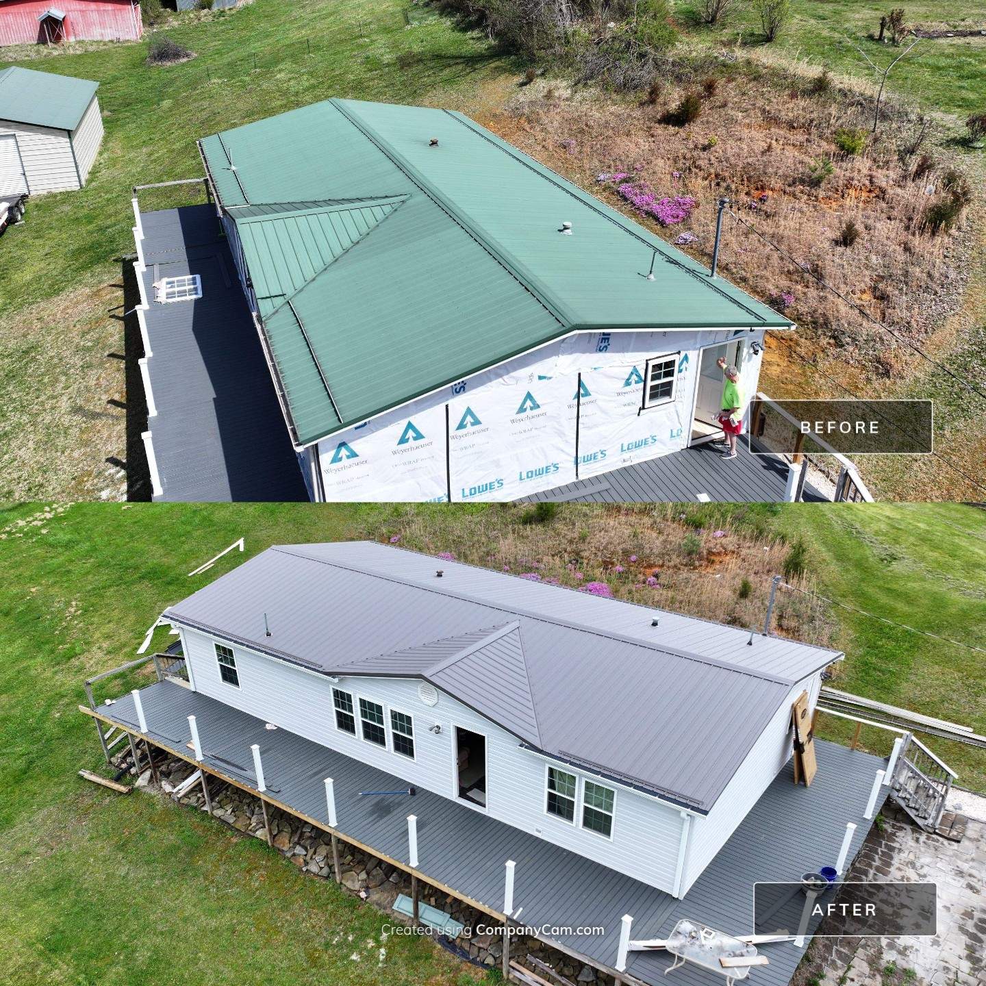 Charcoal Gray Textured Metal Roof by Omnia Roofing