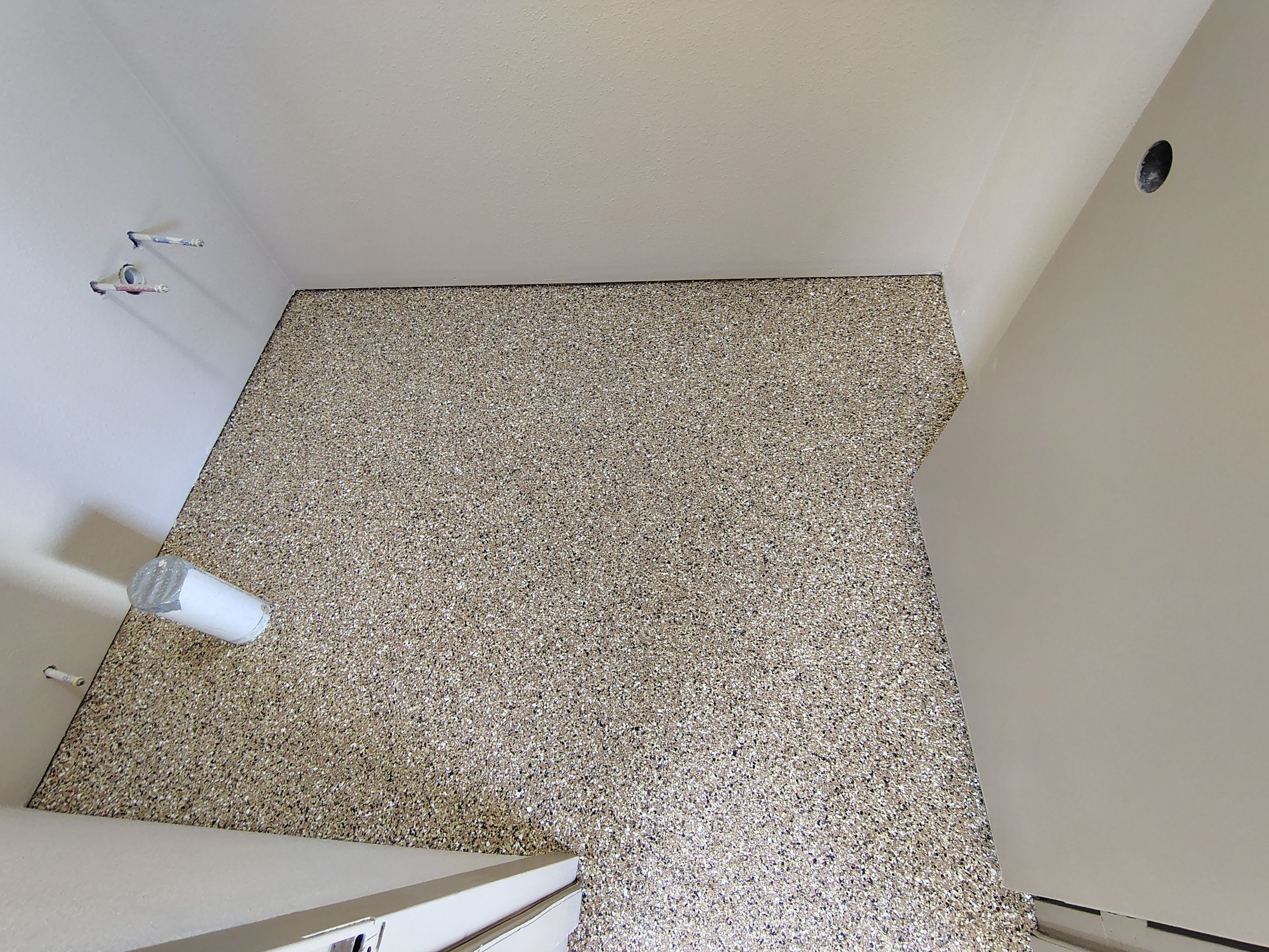 Durable Epoxy Flake Floor Coating for Commercial Workshop by Select Painting, Coatings & Garage Cabinets
