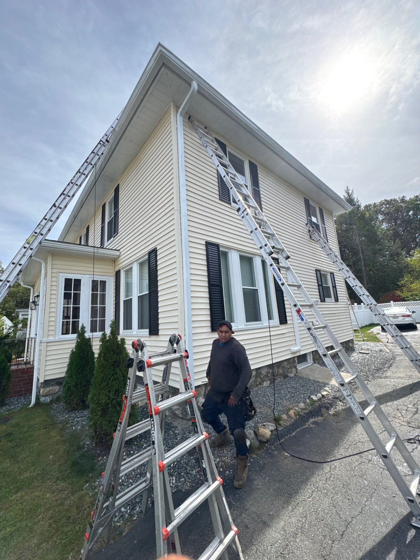 Seamless Gutter Installation with Crown Molding Adjustment | Maynard, MA by Mighty Dog Roofing of Greater Middlesex County