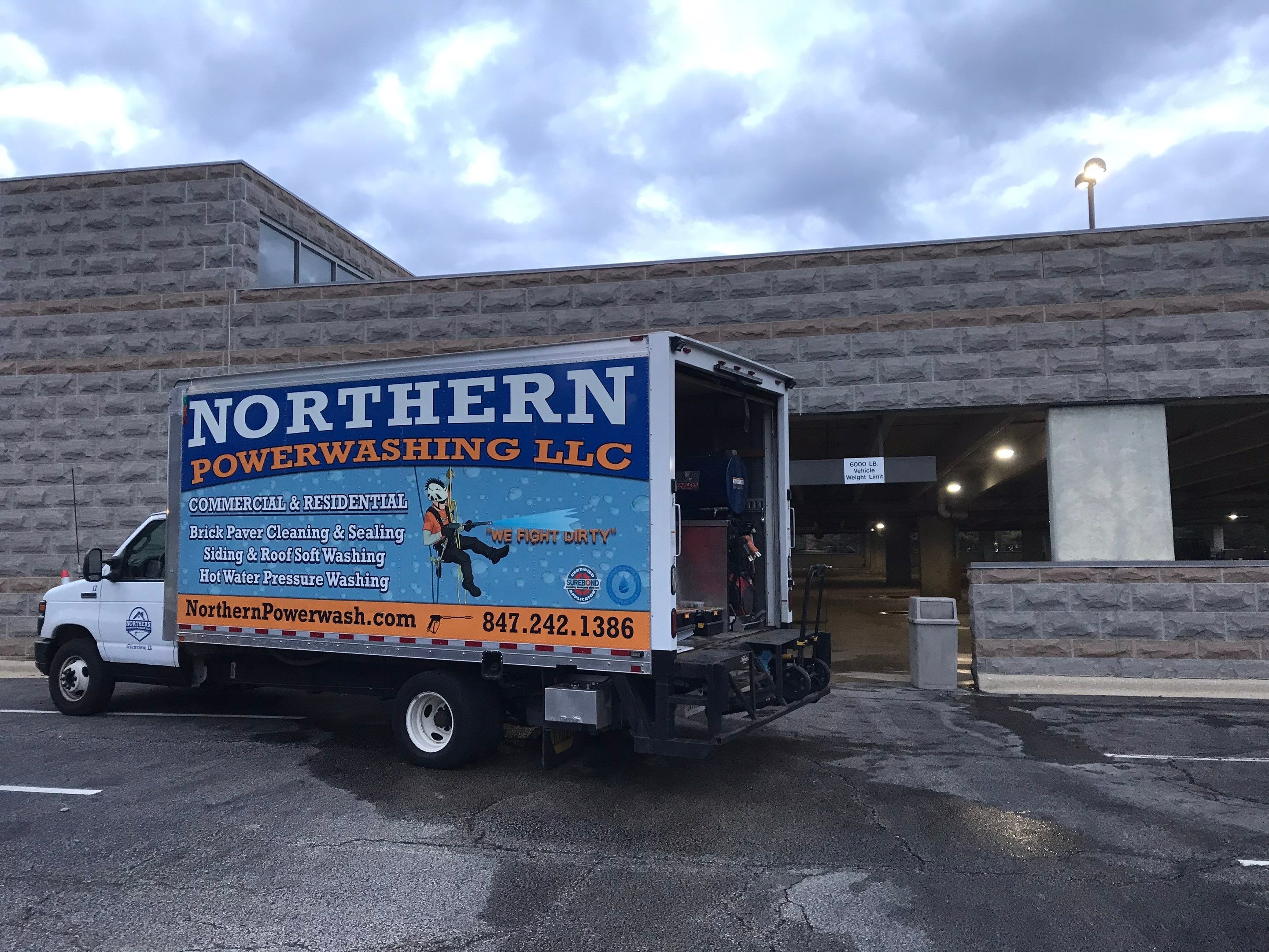 Downers Grove, Parking garage by Northern Power Washing LLC.