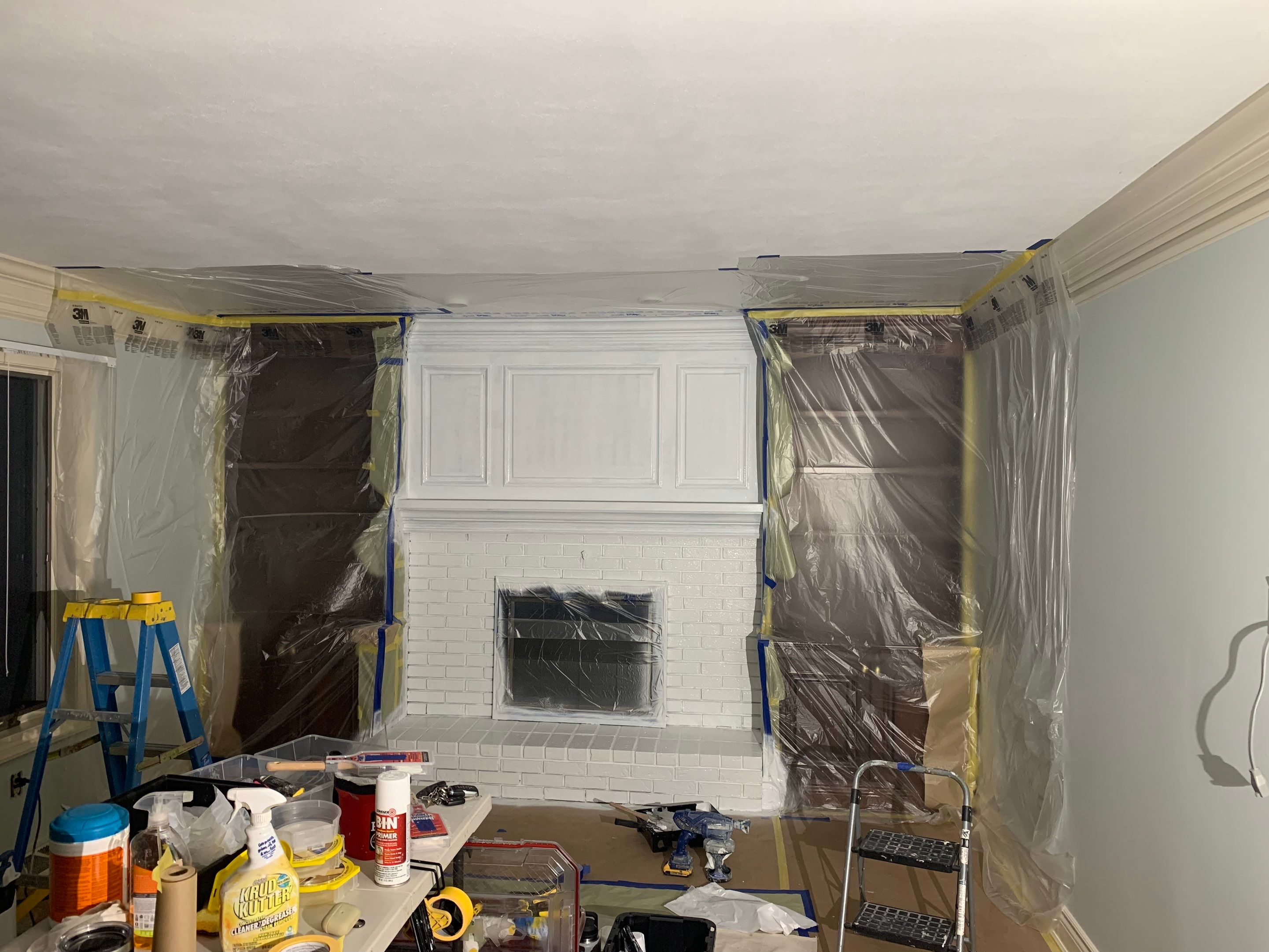 Fireplace/Mantle and Painting Stenciled Walls by Empire Painting Services, LLC