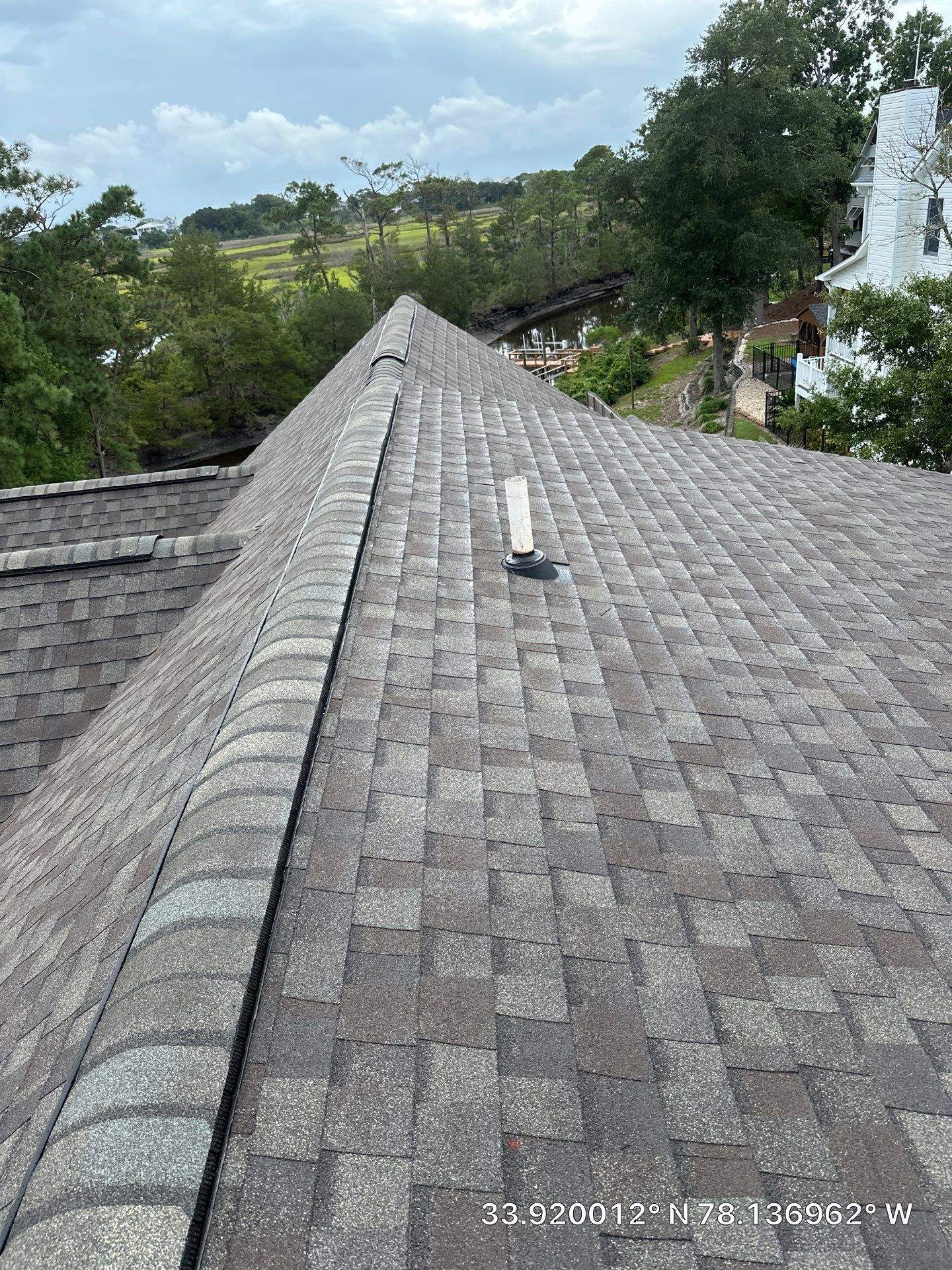 Oak Island Roof Replacement with CertainTeed Landmark Weathered Wood by RGR Construction and Roofing, LLC