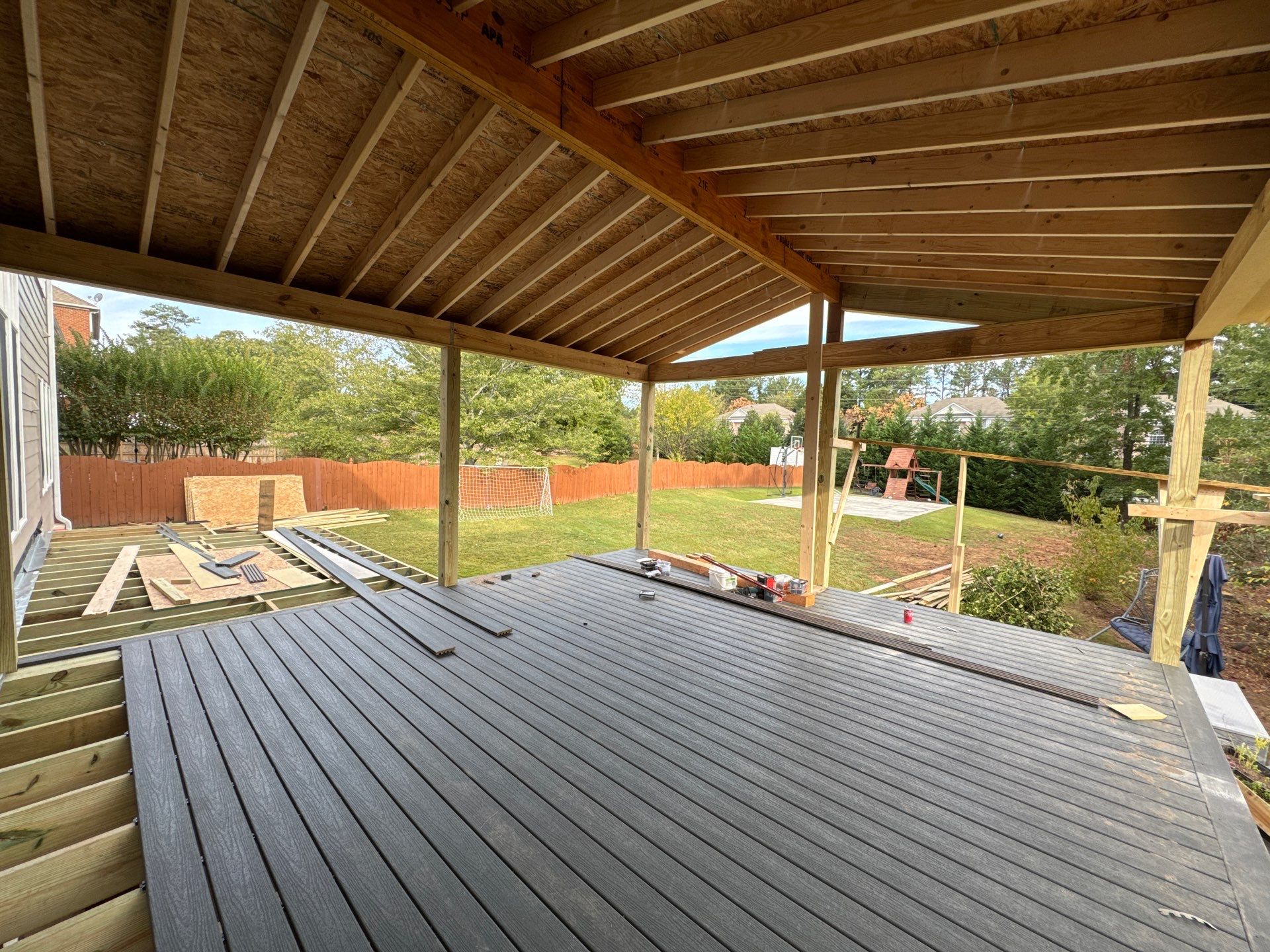 Custom Composite Deck and Covered Gabled Porch in Marietta by Swift Home Renovations