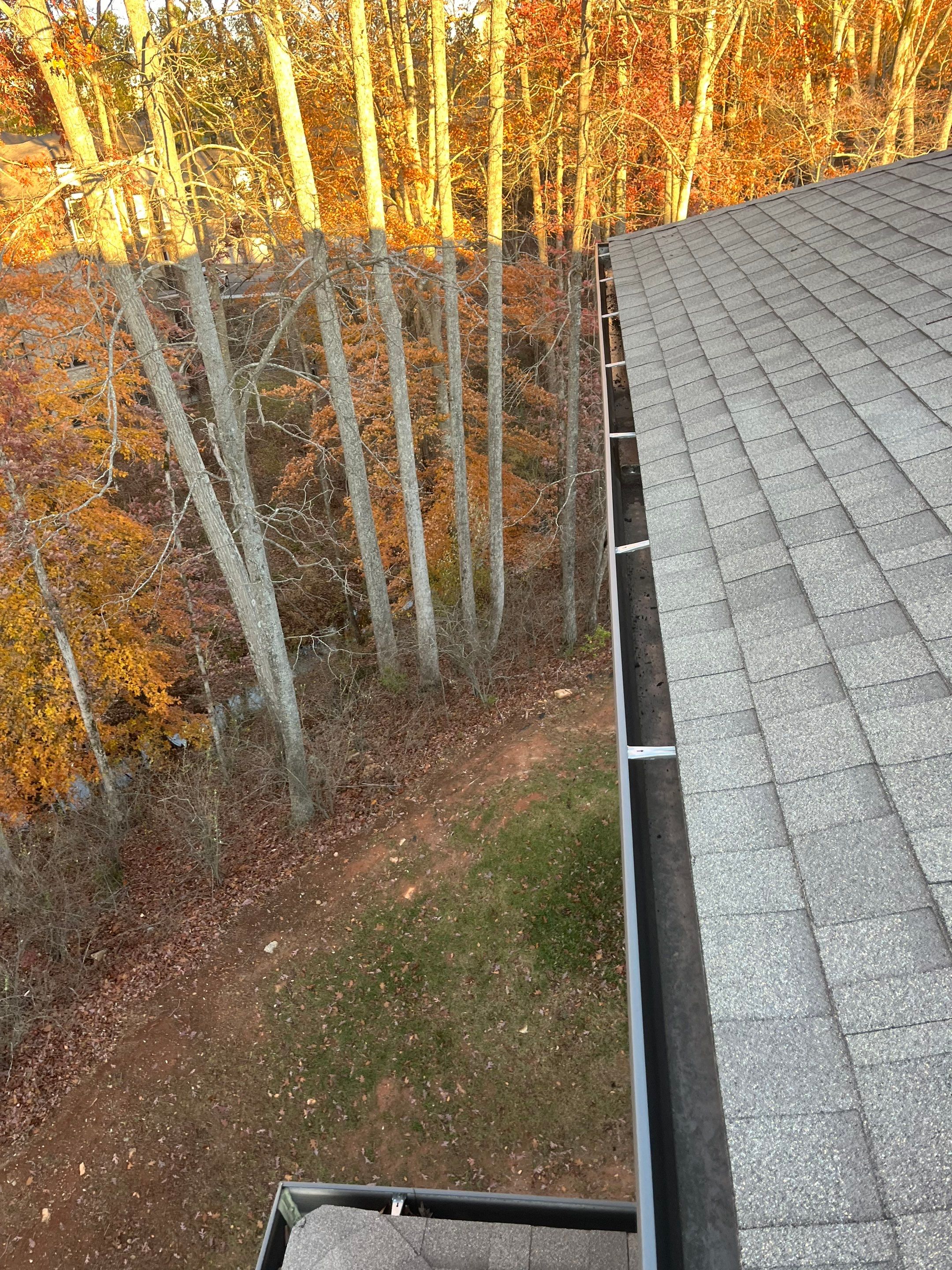 Commercial gutter cleaning Newnan & Peachtree City, GA after photo with clean gutters