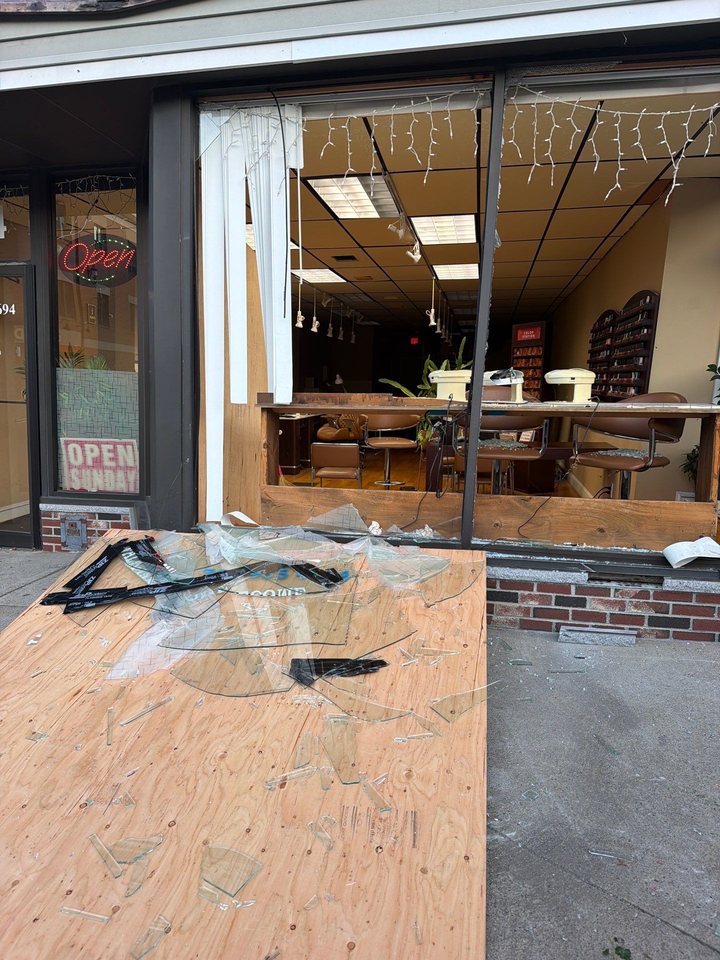 Woburn Storefront Board Up and Debris Cleanup After Vehicle Impact by Boston Board Up