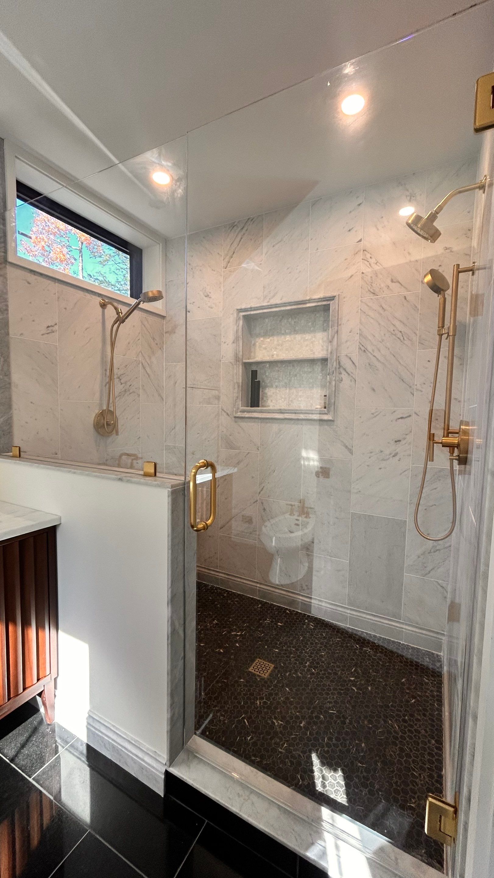 Frameless Shower Enclosure & Glass Top for Coffee Table by Cheshire Glass Company