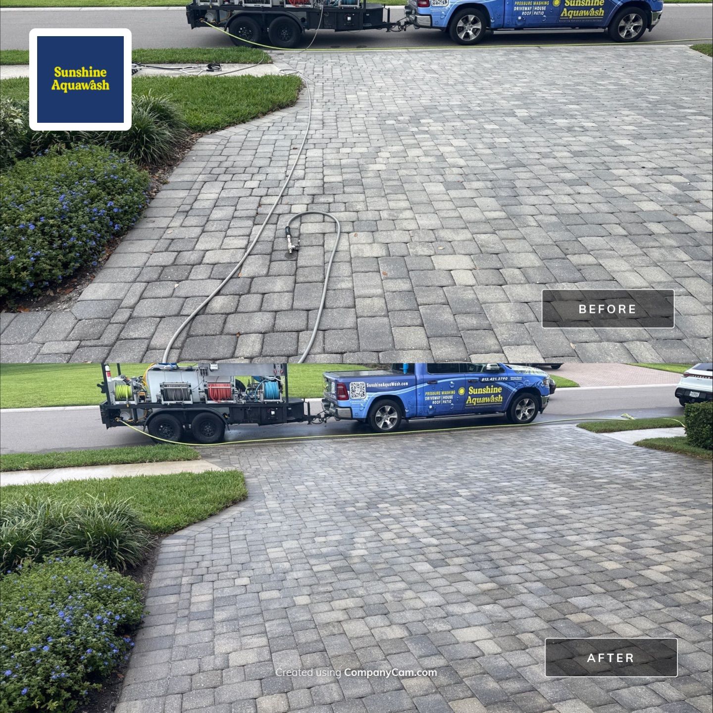 Paver Driveway, Entryway & Sidewalk Cleaning in River Wind – Bradenton, FL by Sunshine AquaWash