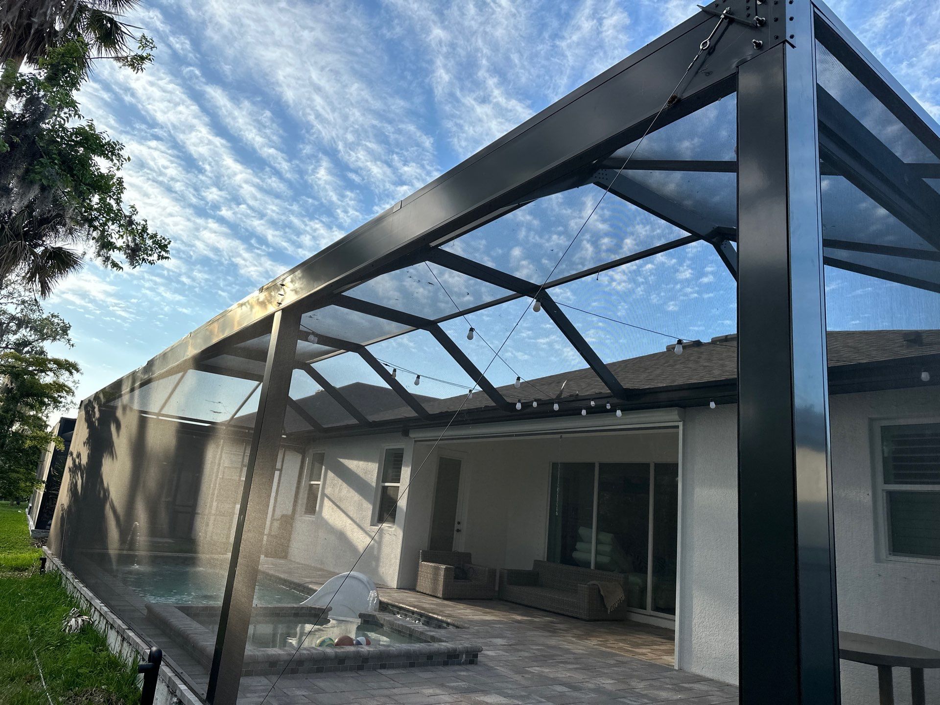 Screen Enclosure & Paver Pool Deck Cleaning in Trevesta Community, Palmetto, FL | Sunshine AquaWash by Sunshine AquaWash