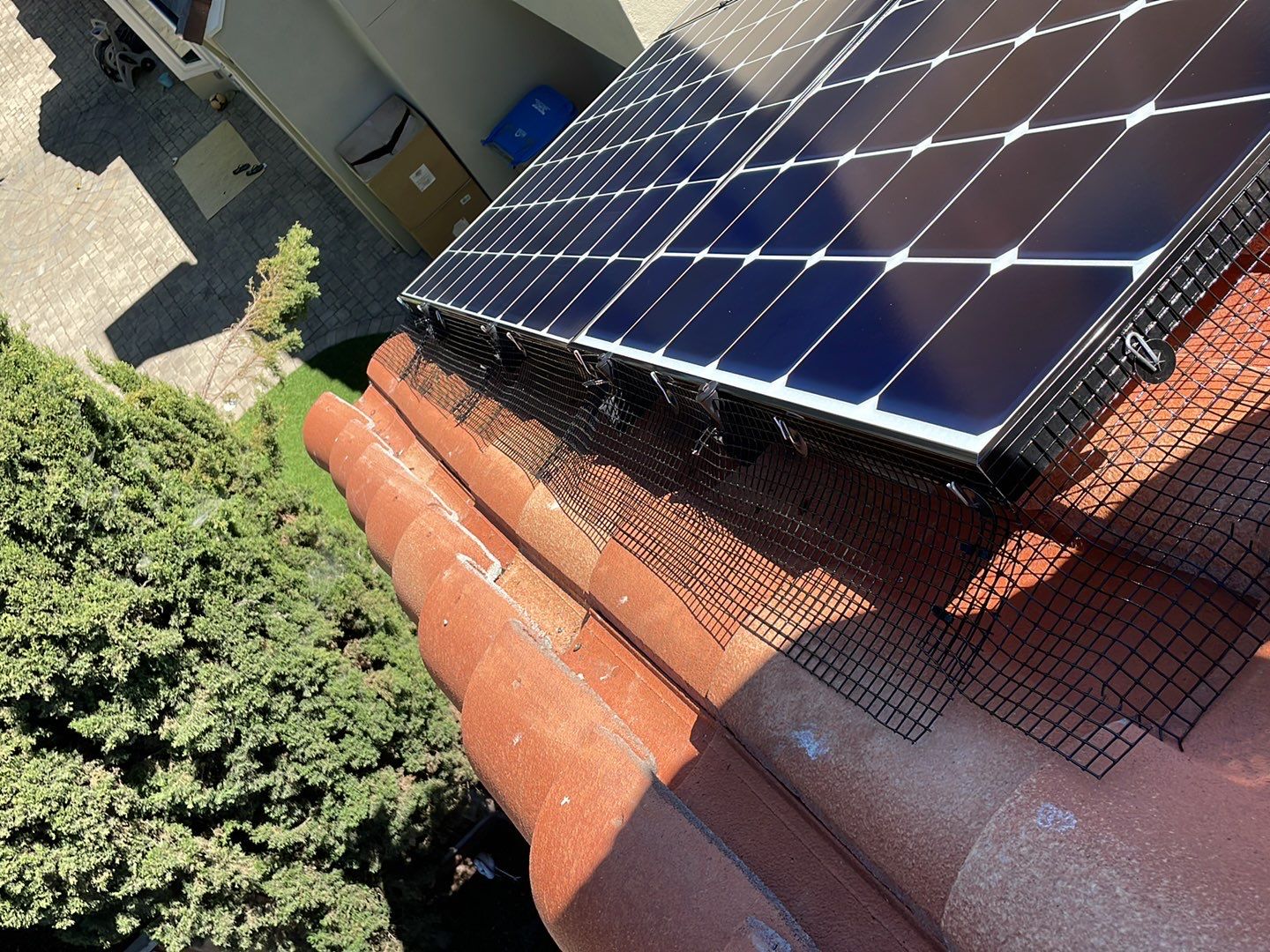 Solar Panel Bird Proofing using Critter Guard Mesh by All One Solar Shine