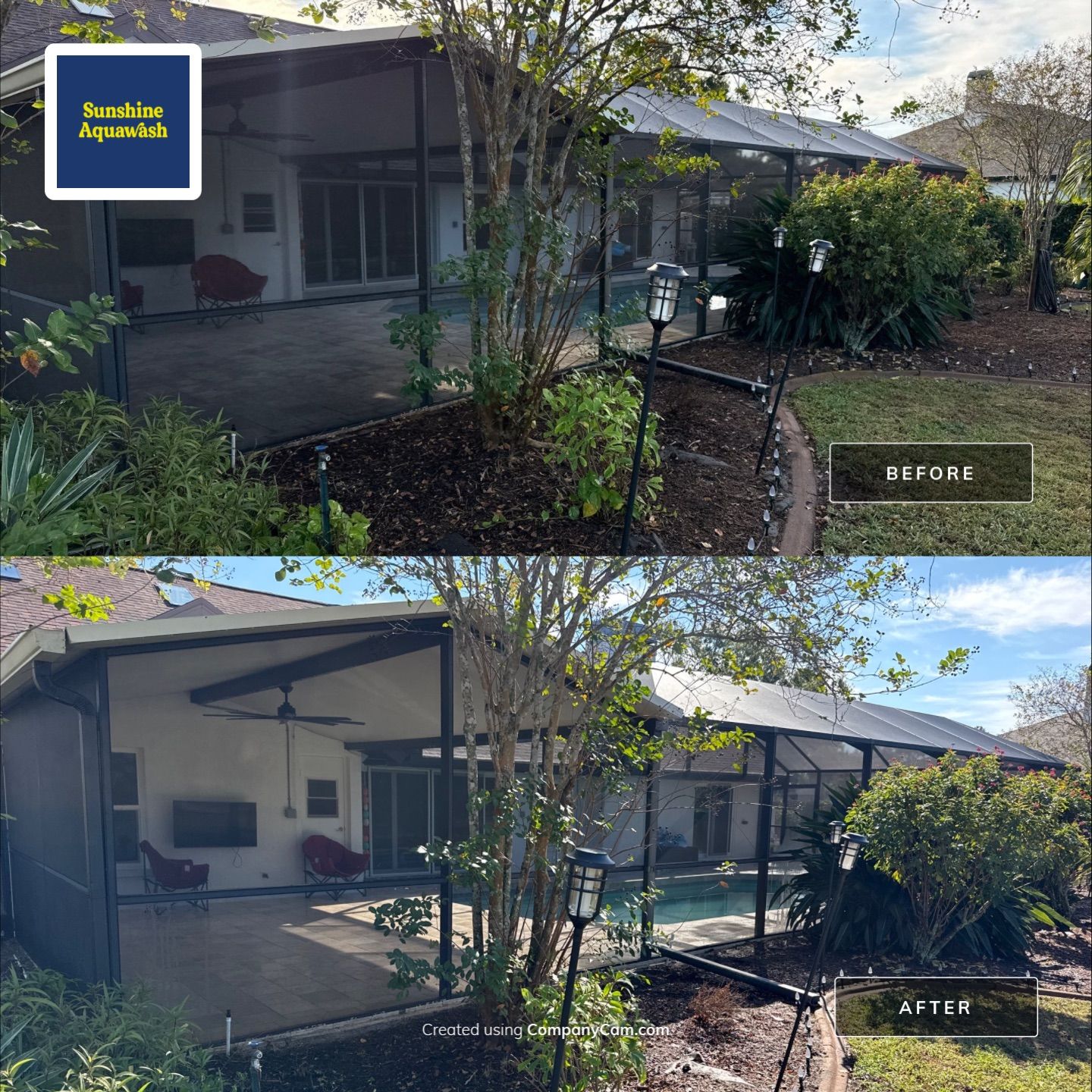 Paver Pool Deck & Screen Enclosure Cleaning | River Wilderness, Parrish FL by Sunshine AquaWash