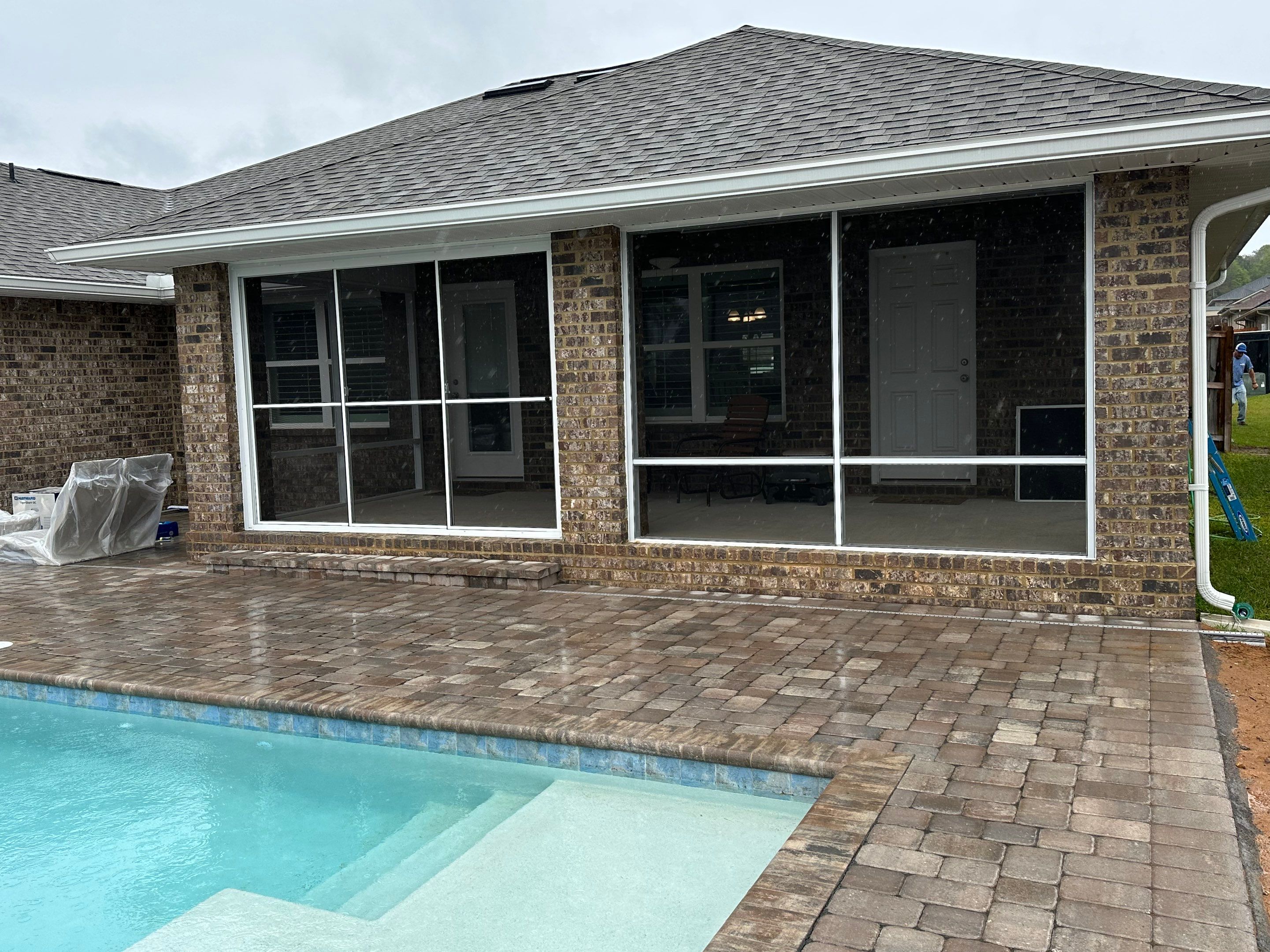 Poolside Screen Room Under Existing Patio Cover by Titan Sunrooms