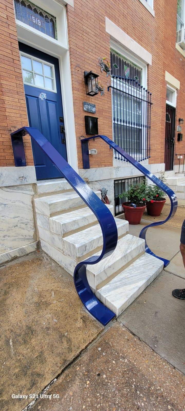 Custom "S" Shape Stair Handrails – Entryway Transformation – Baltimore, MD by Capitol Iron Works
