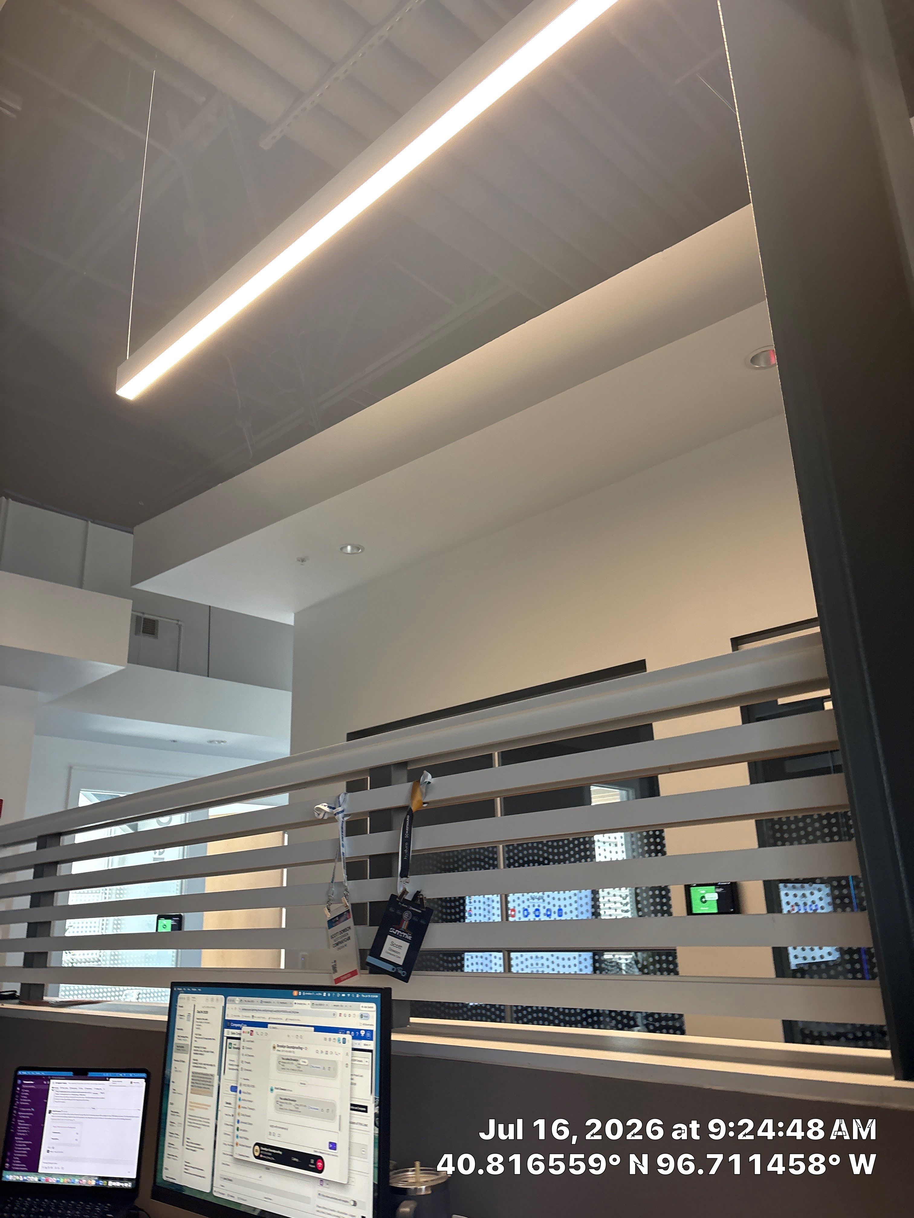 Modern Office Interior Renovation and Acoustic Baffles in Lincoln by CompanyCam Sales Demo