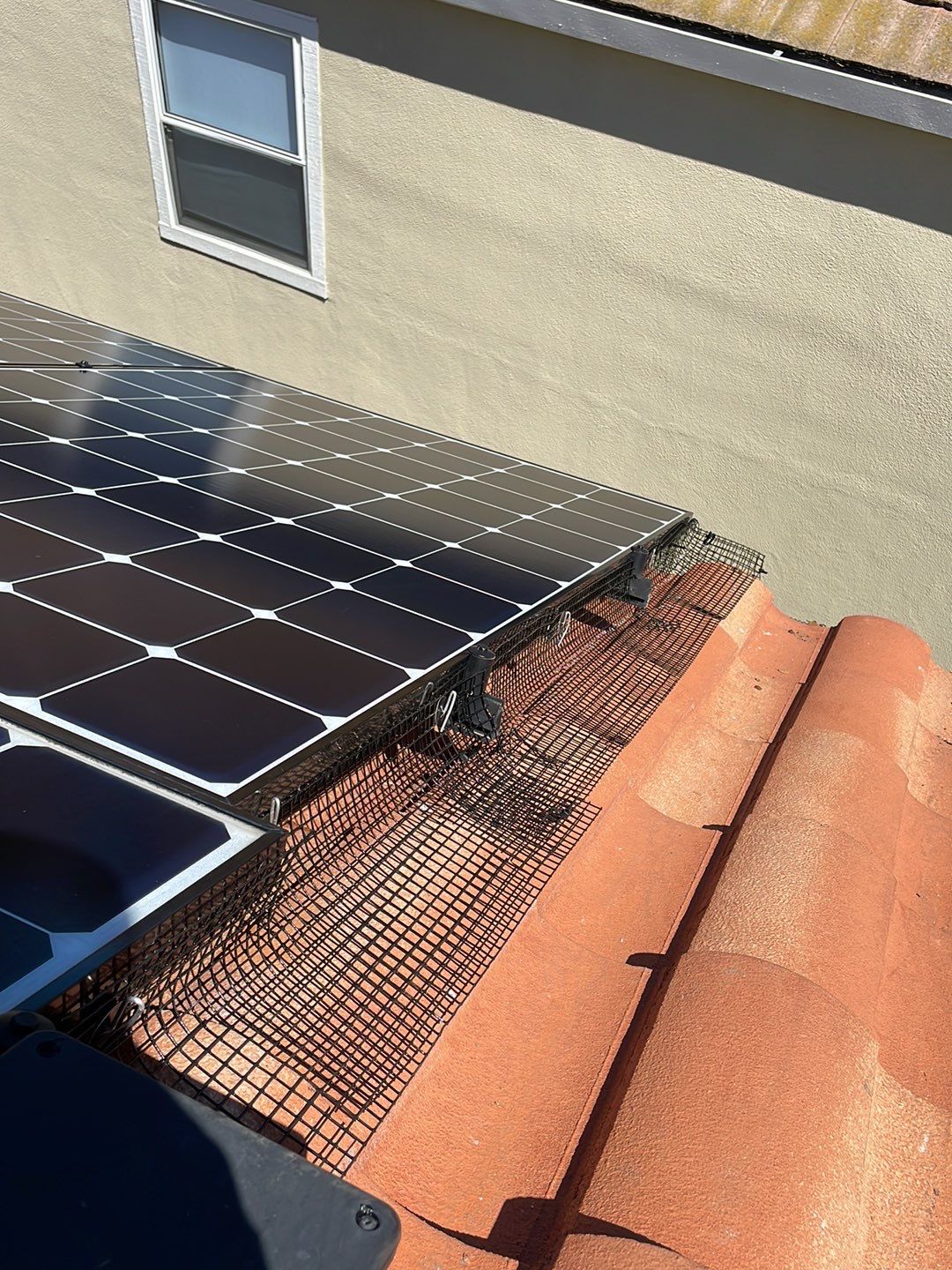 Solar Panel Bird Proofing using Critter Guard Mesh by All One Solar Shine
