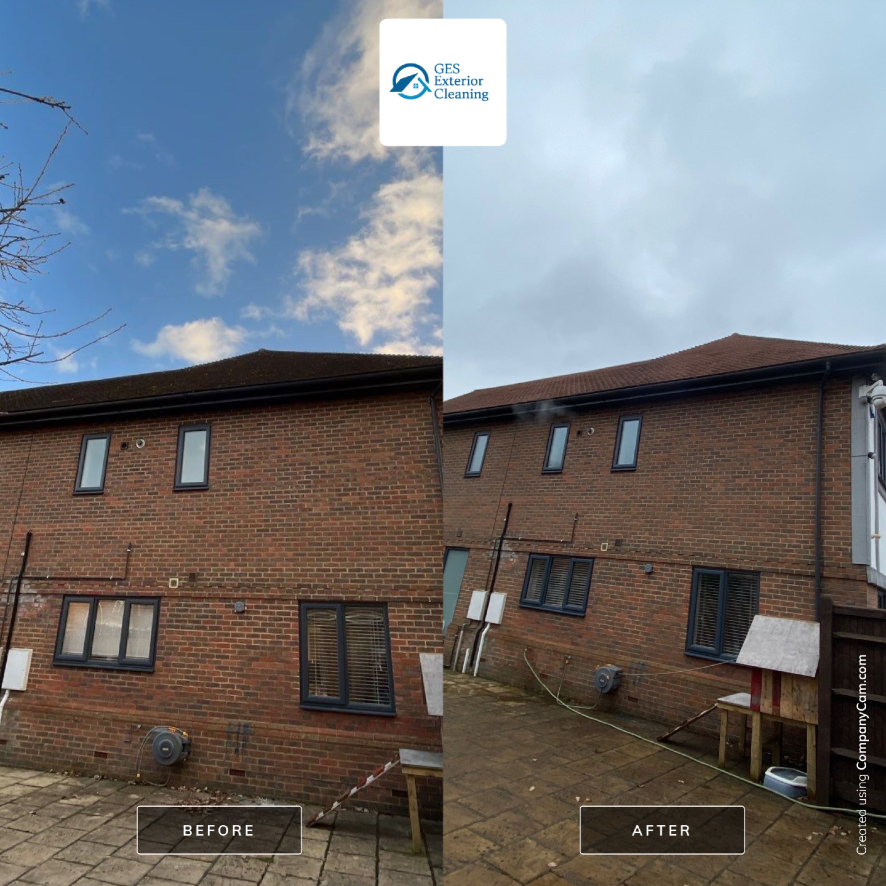 Roof and Driveway Clean using Mosmatic FSC and Biocide by Ges Exterior Cleaning ltd