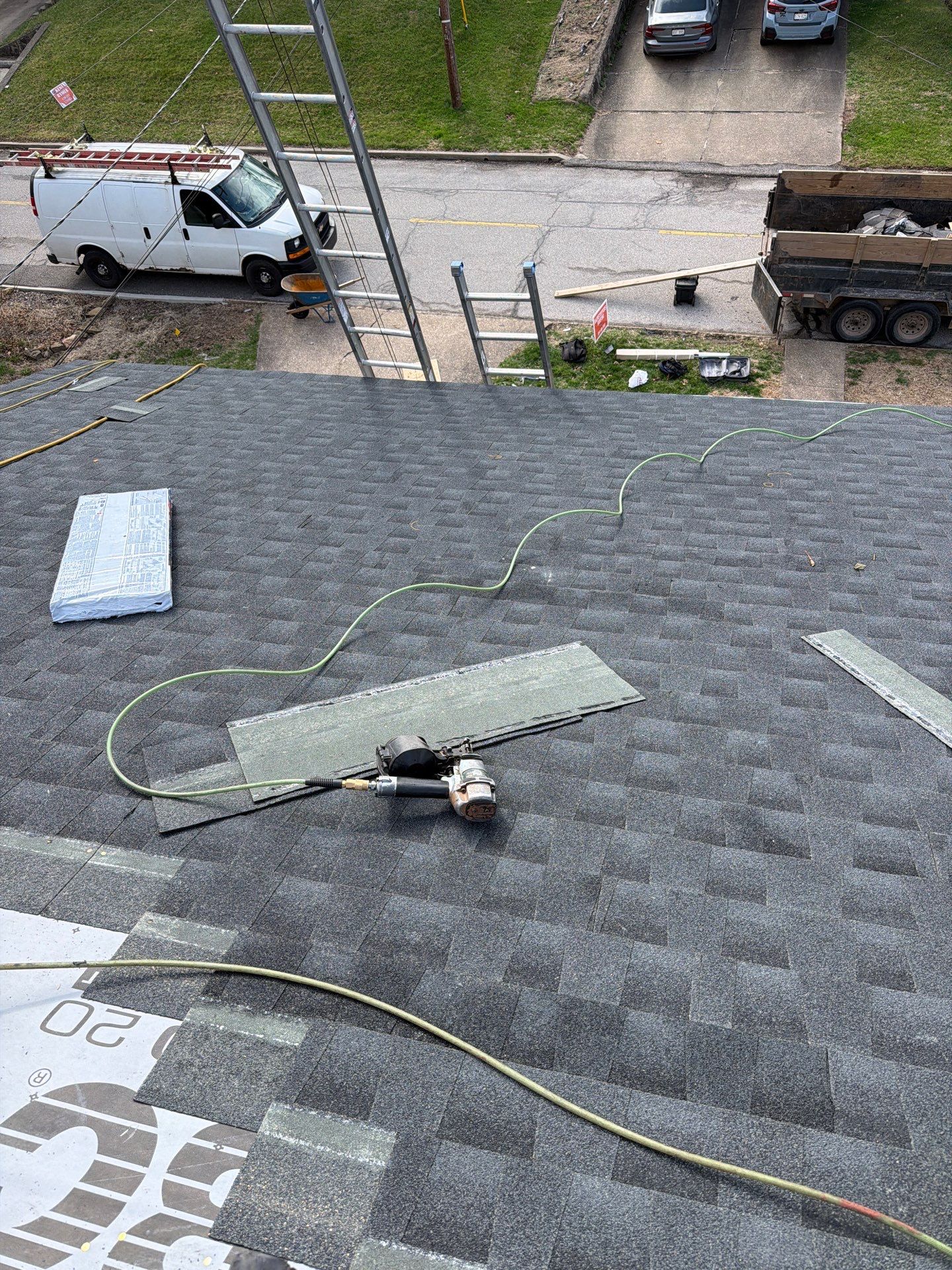 Residential Roofing Installation using GAF Timberline HDZ Charcoal by Rainstoppers Roofing