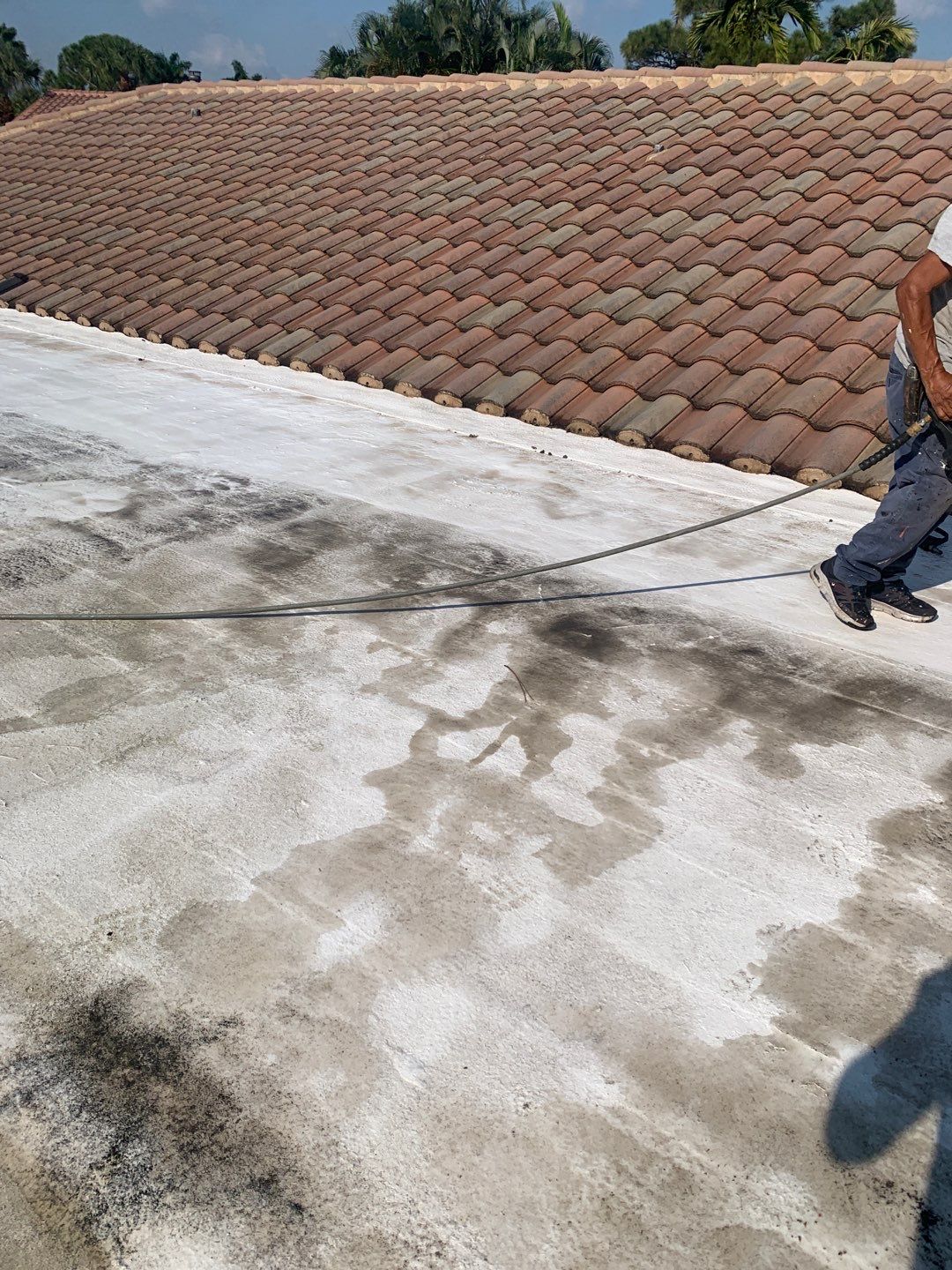100% Silicone Roof Coating Repair using Tropical #924 Silicone Roof Coating by Morton Roofing, Inc.
