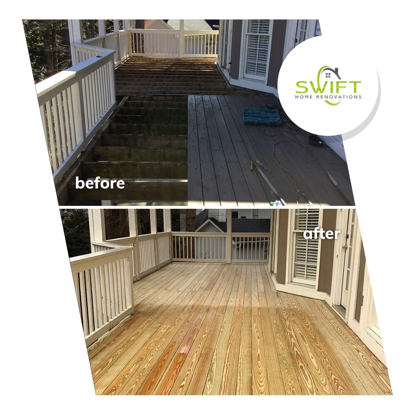 Pressure-Treated Wood Deck Renovation and Railing Refresh in Duluth by Swift Home Renovations 