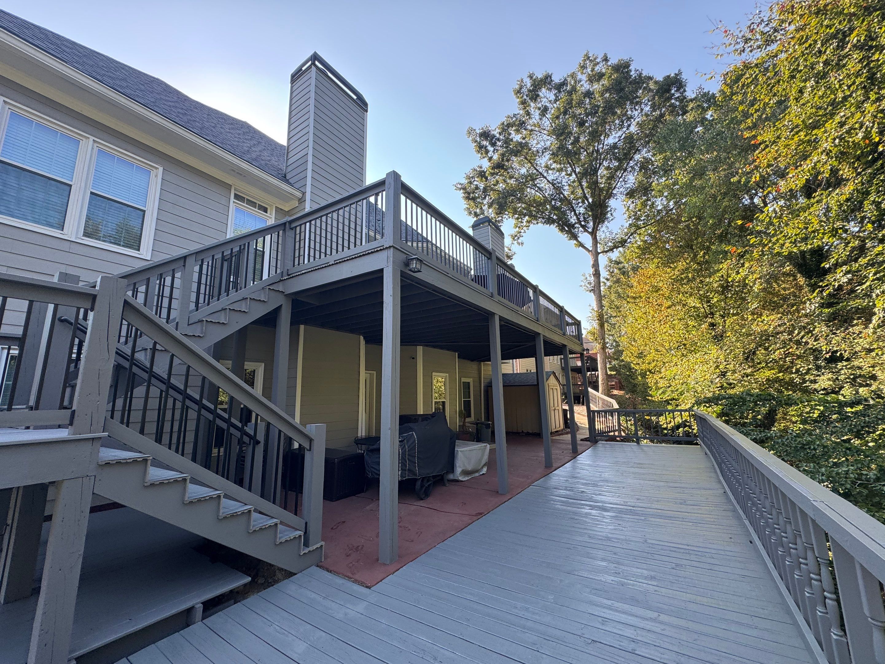Multi-Level Deck Exterior Painting and Staining in Stonecrest by Swift Home Renovations