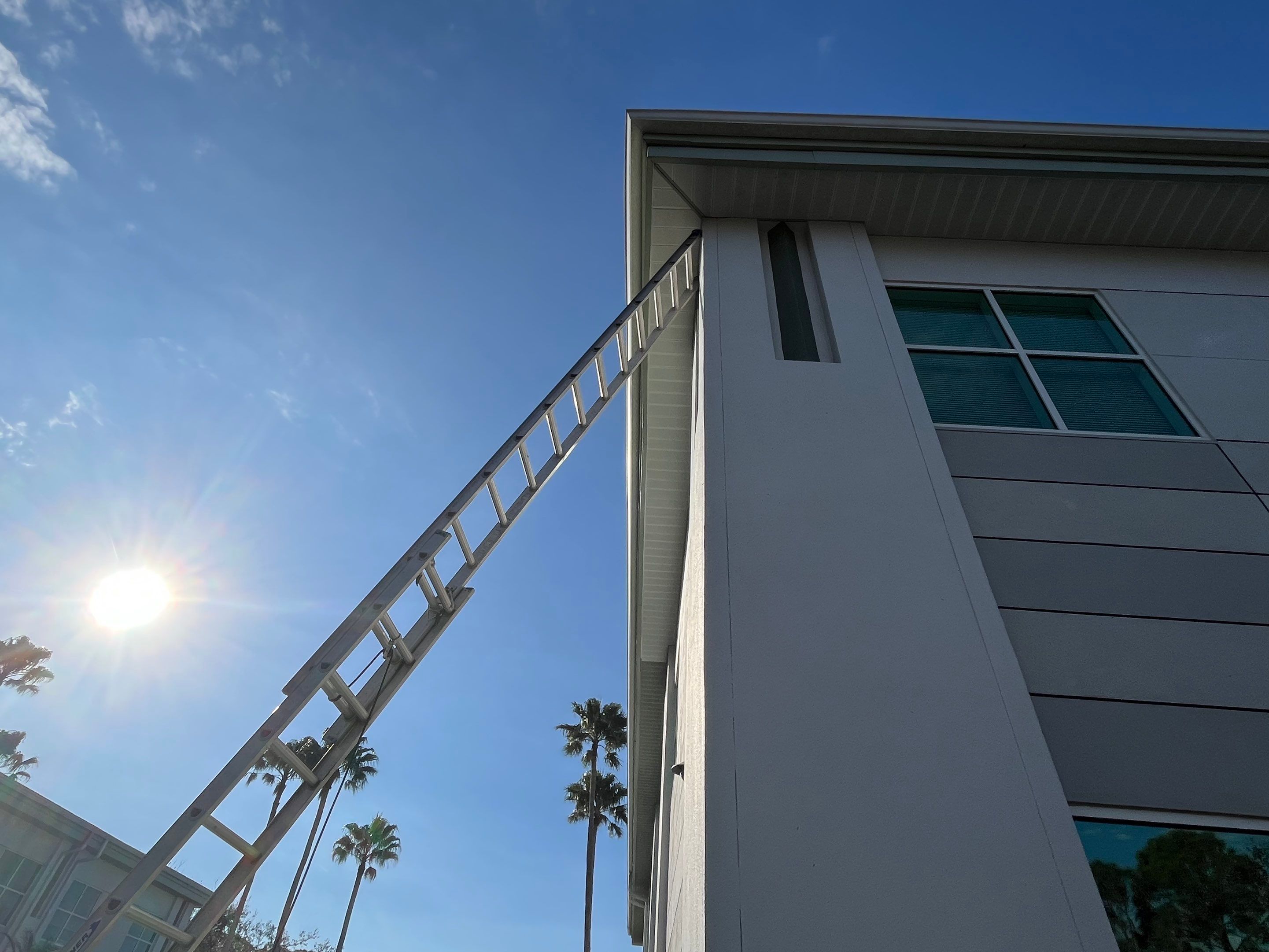 White Soffit and Fascia Repair Project in Sarasota FL by Gutter Professors