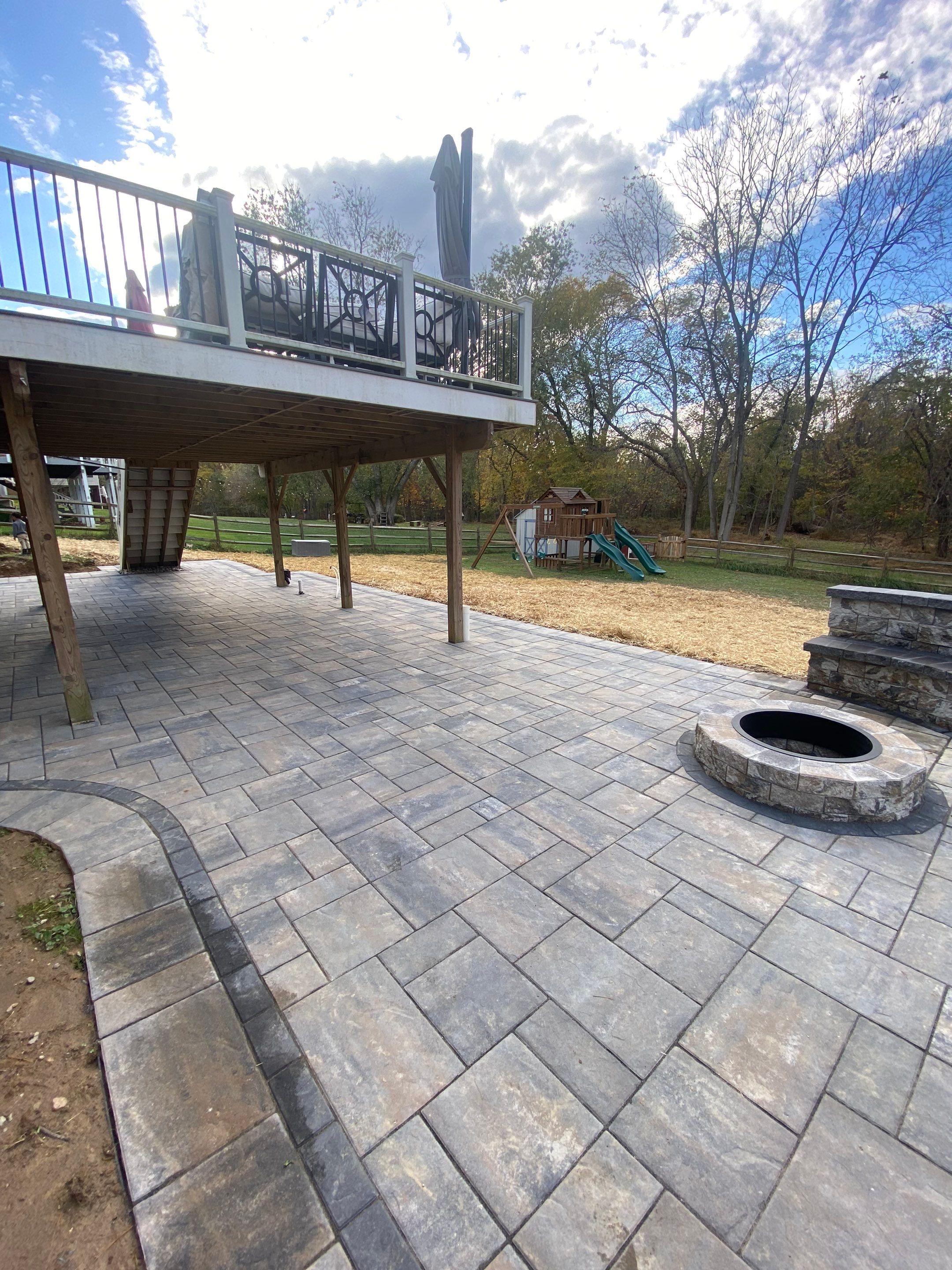 Backyard Transformation using Techo-Bloc Pavers by The Smet Companies, LLC