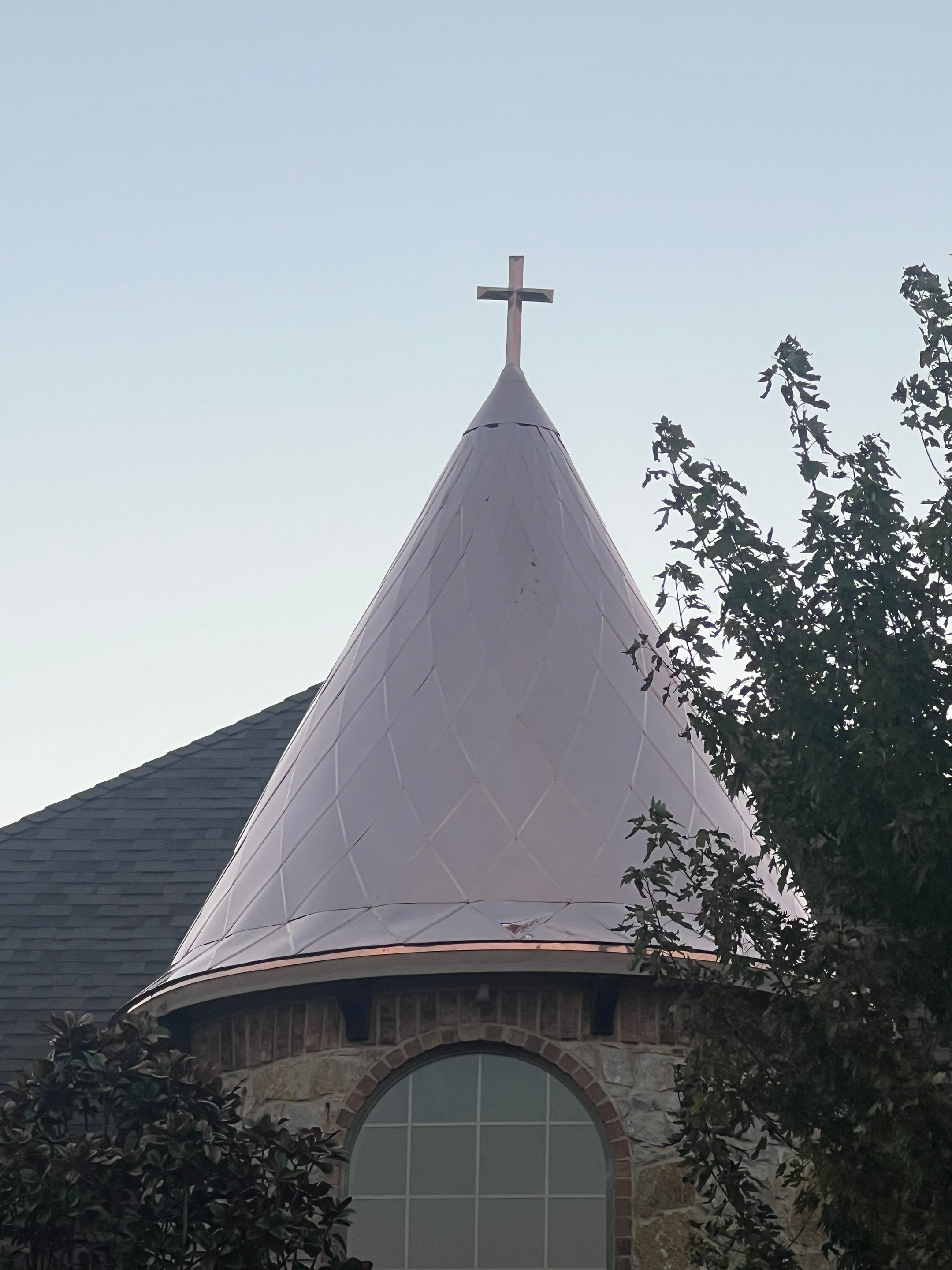 Installing Custom copper turret and Malarkey Vista Class 4 shingles Hail Damage Upgrade by Becker Roofing and Exteriors