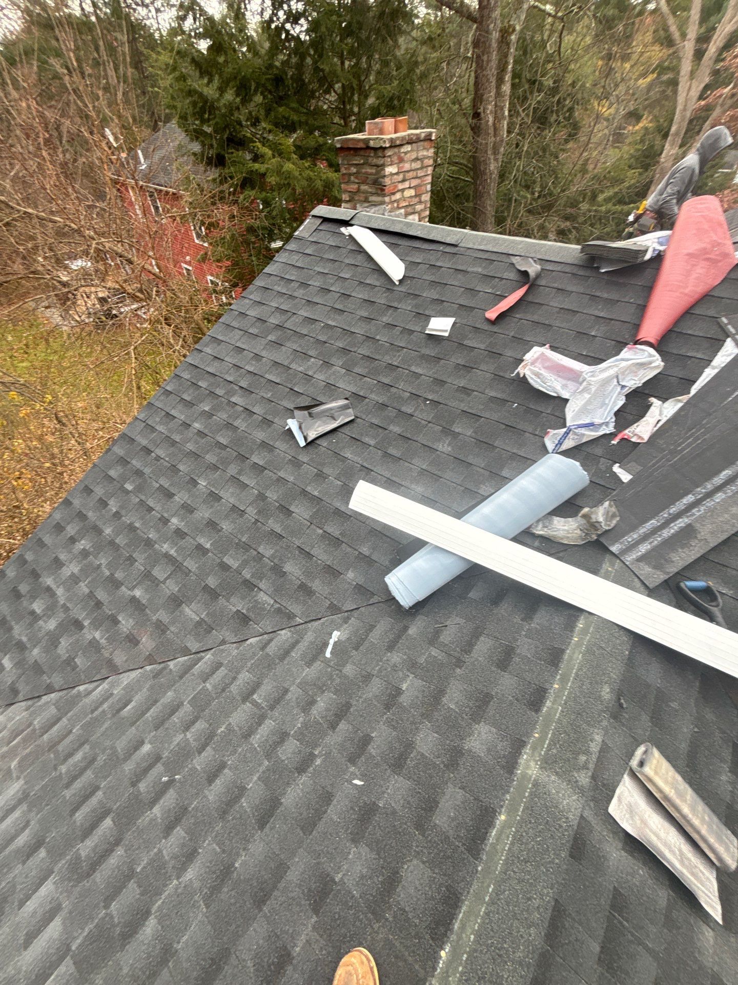 GAF Charcoal Roof Replacement with Vent Leak Repairs, PVC Fascia & Leaf Guard Gutters by Sensible Home Solutions