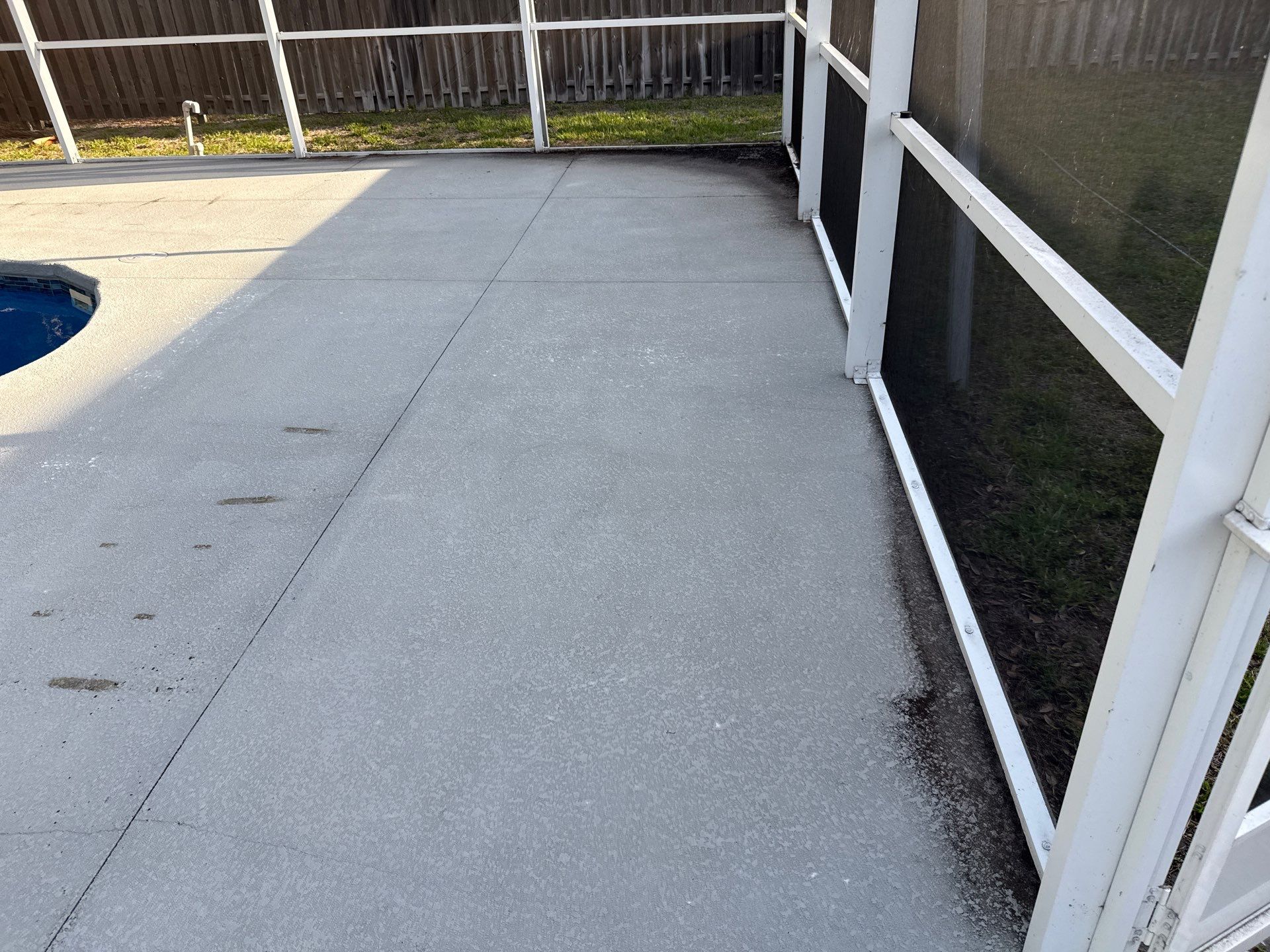 Painted Pool Deck & Pool Cage Cleaning in Allendale – Bradenton, FL by Sunshine AquaWash