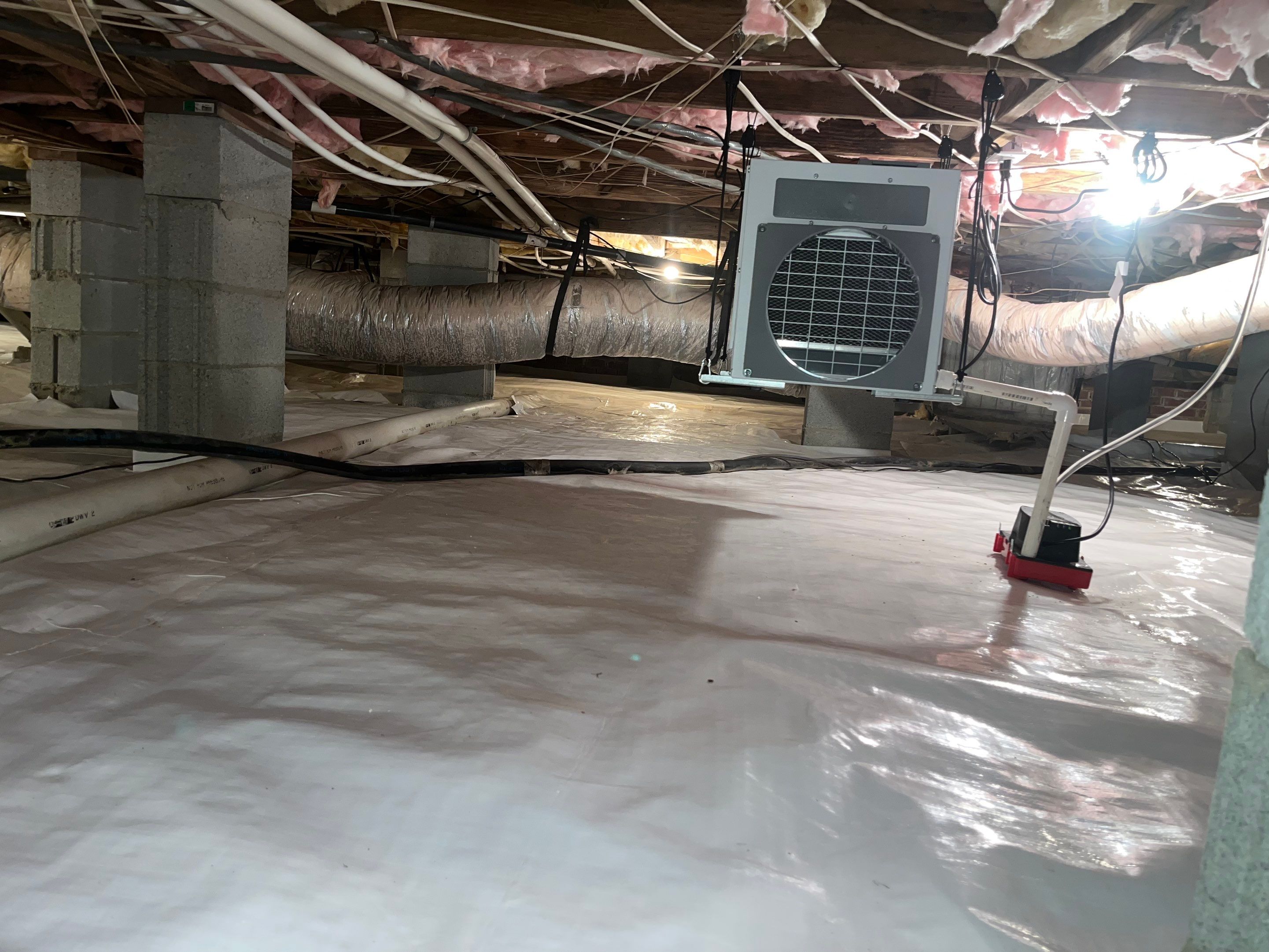 Dehumidifier and Moisture Barrier install with Structural repairs. by Impact Crawlspace