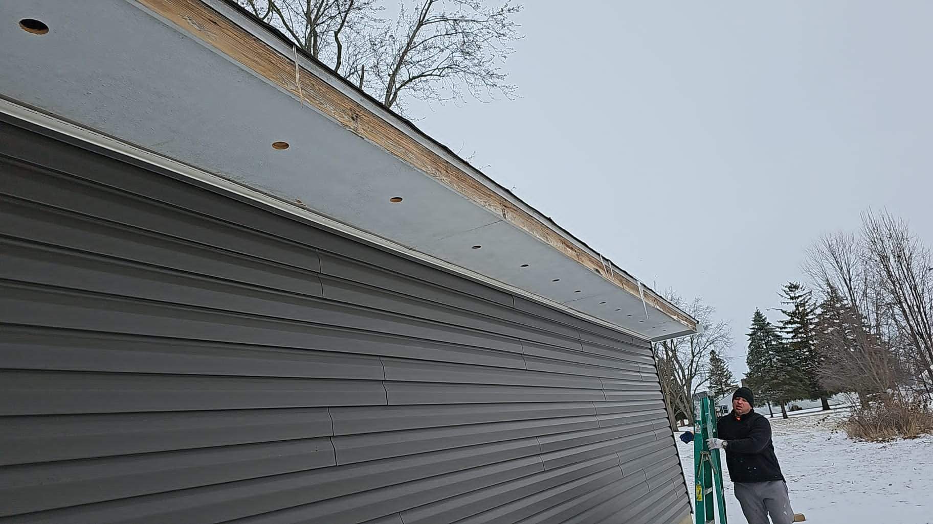 Residential fascia replacement using Exterior Portfolio 4.5 DL - Peppercorn by Nitro Roofing and Construction