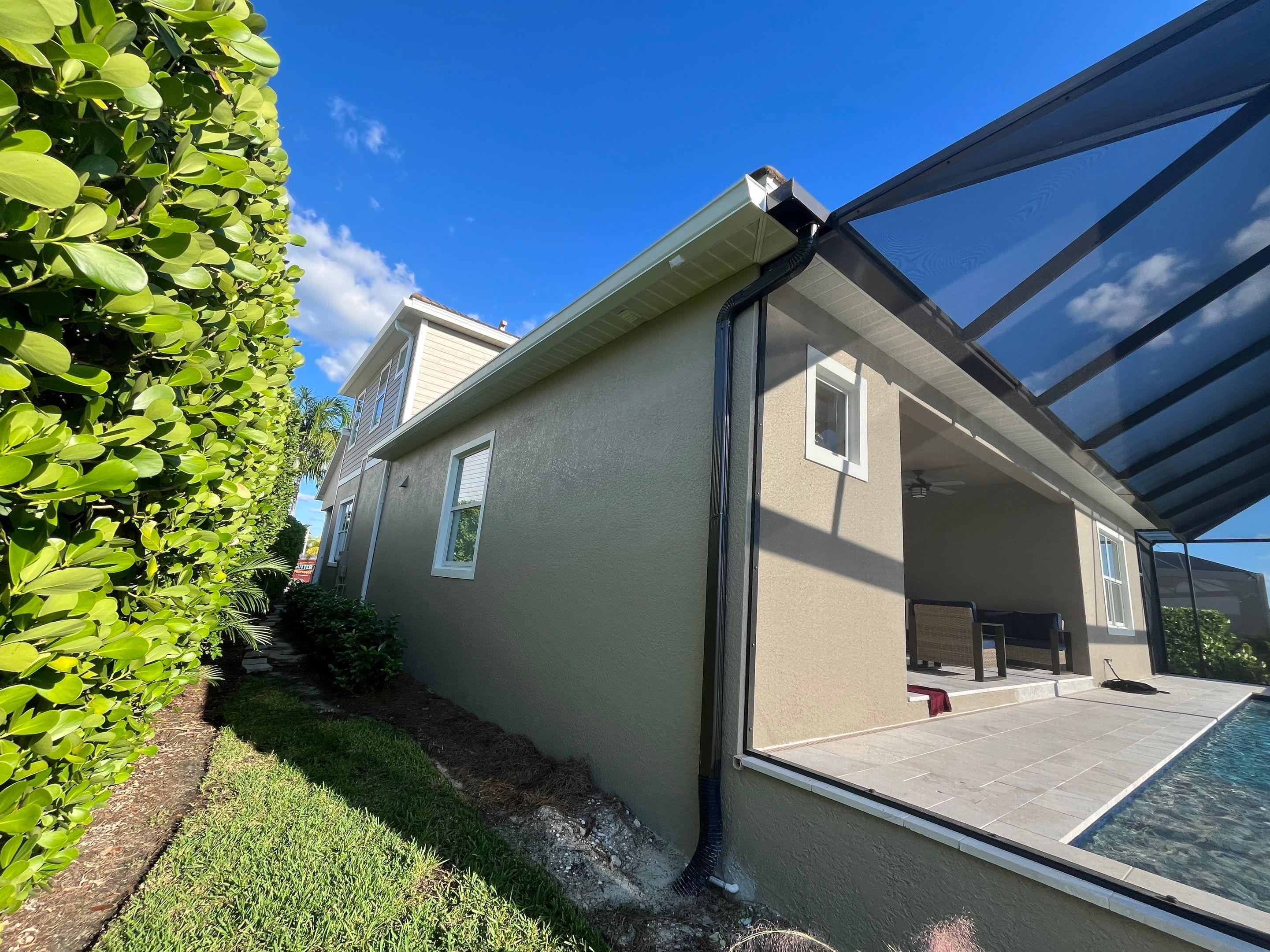 Bronze Downspouts & 7-Inch K-style Seamless Gutter Installation in Fort Myers FL by Gutter Professors