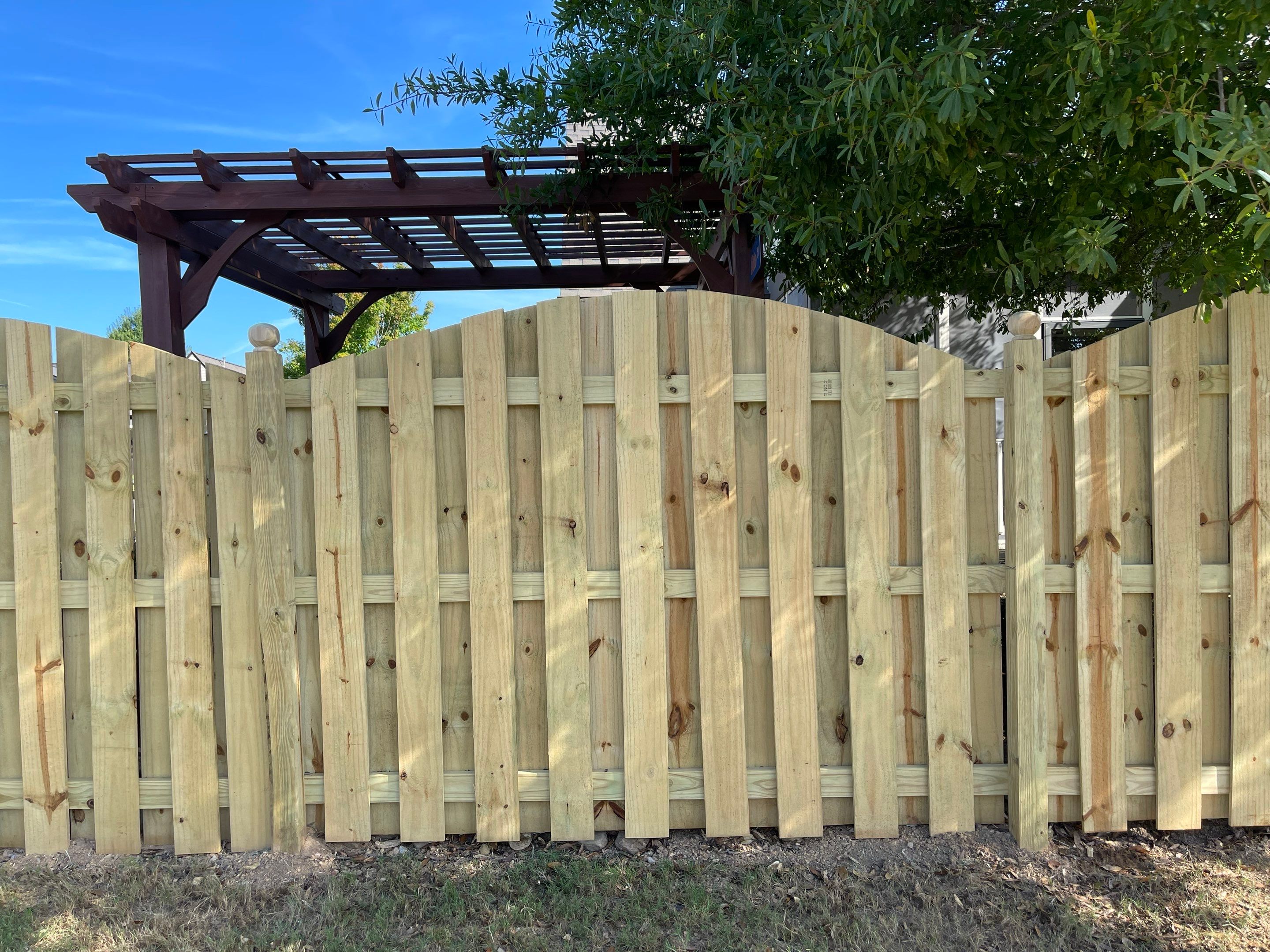 Chase Lake - Arched Shadowbox Fence by Pillar and Pine