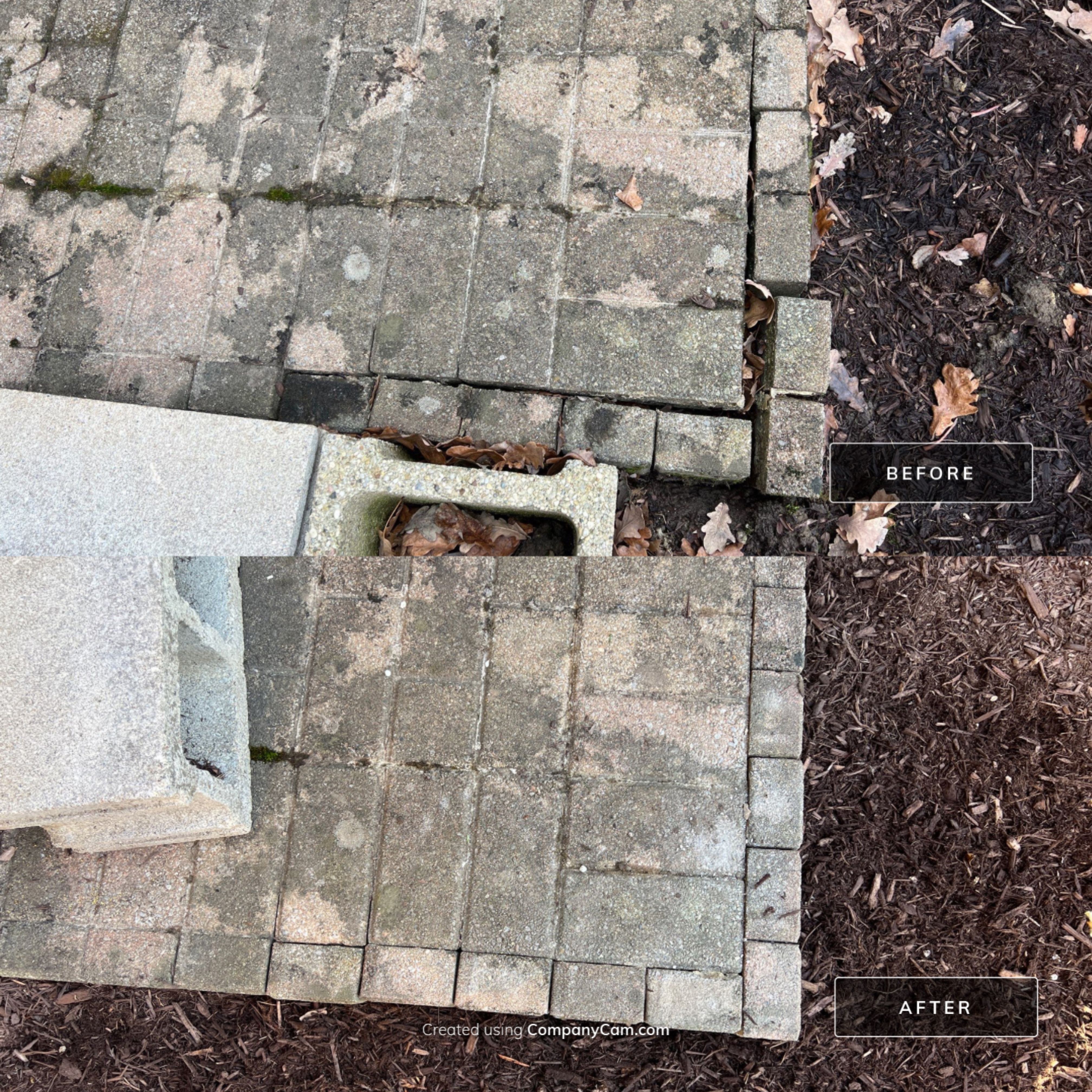 Gravel Creek Bed Installation and Paver Overlay Repair by Reisenberg’s Lawn & Landscape, LLC
