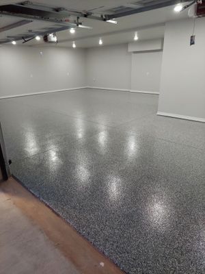 Garage Floor Coating with Smoke