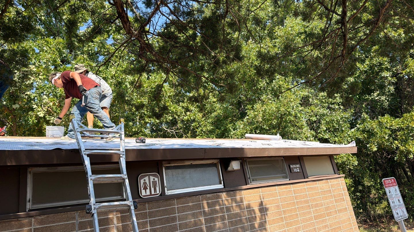 Metal Roof Replacement for Public Park Facility in Sulphur by BANA Roofing and Solar Supply