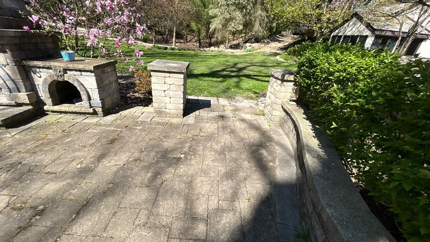 natural stone using Algaecide, soft wash soap by Northern Power Washing LLC.